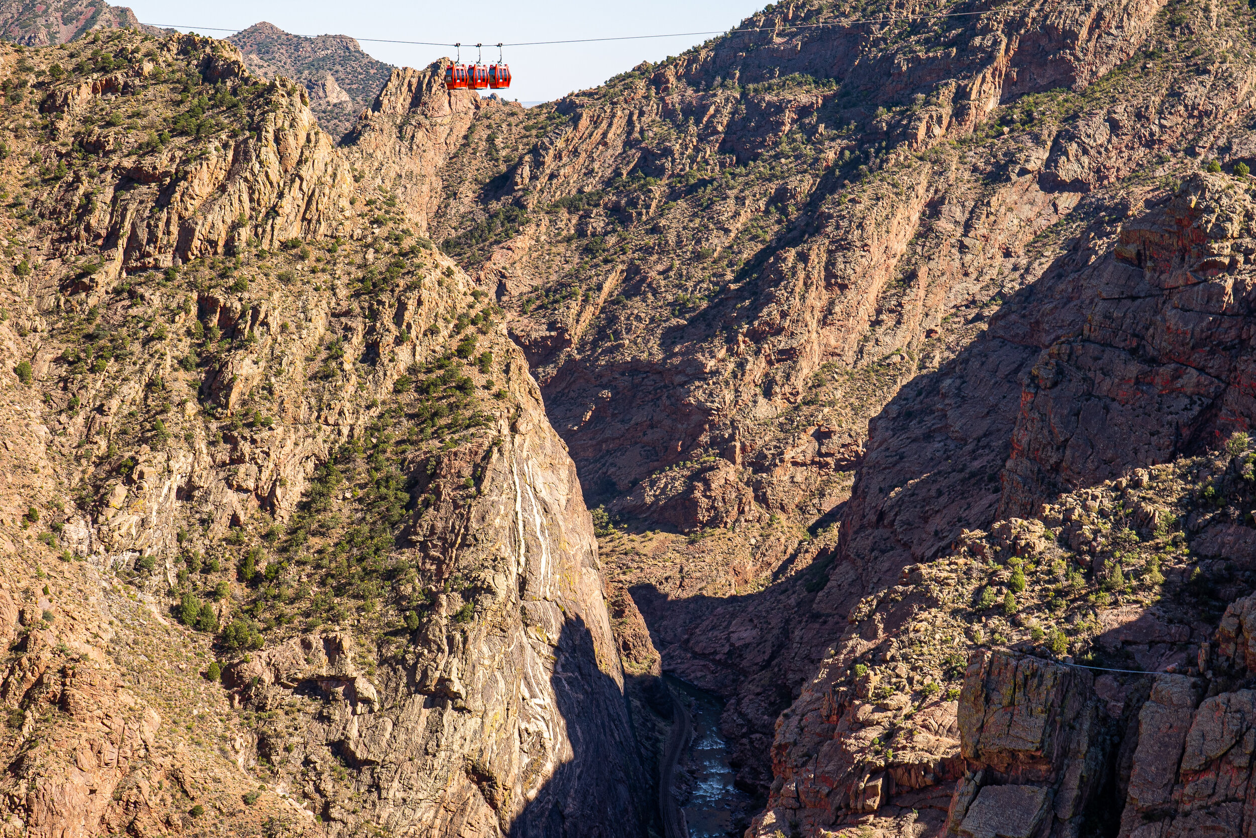  A fire that caused only minimal damage to the bridge's wood plank floor destroyed the entire Royal Gorge park and amusement area in 2012. Fourteen months later, the park reopened with many new features, including this gondola (at the very top of the
