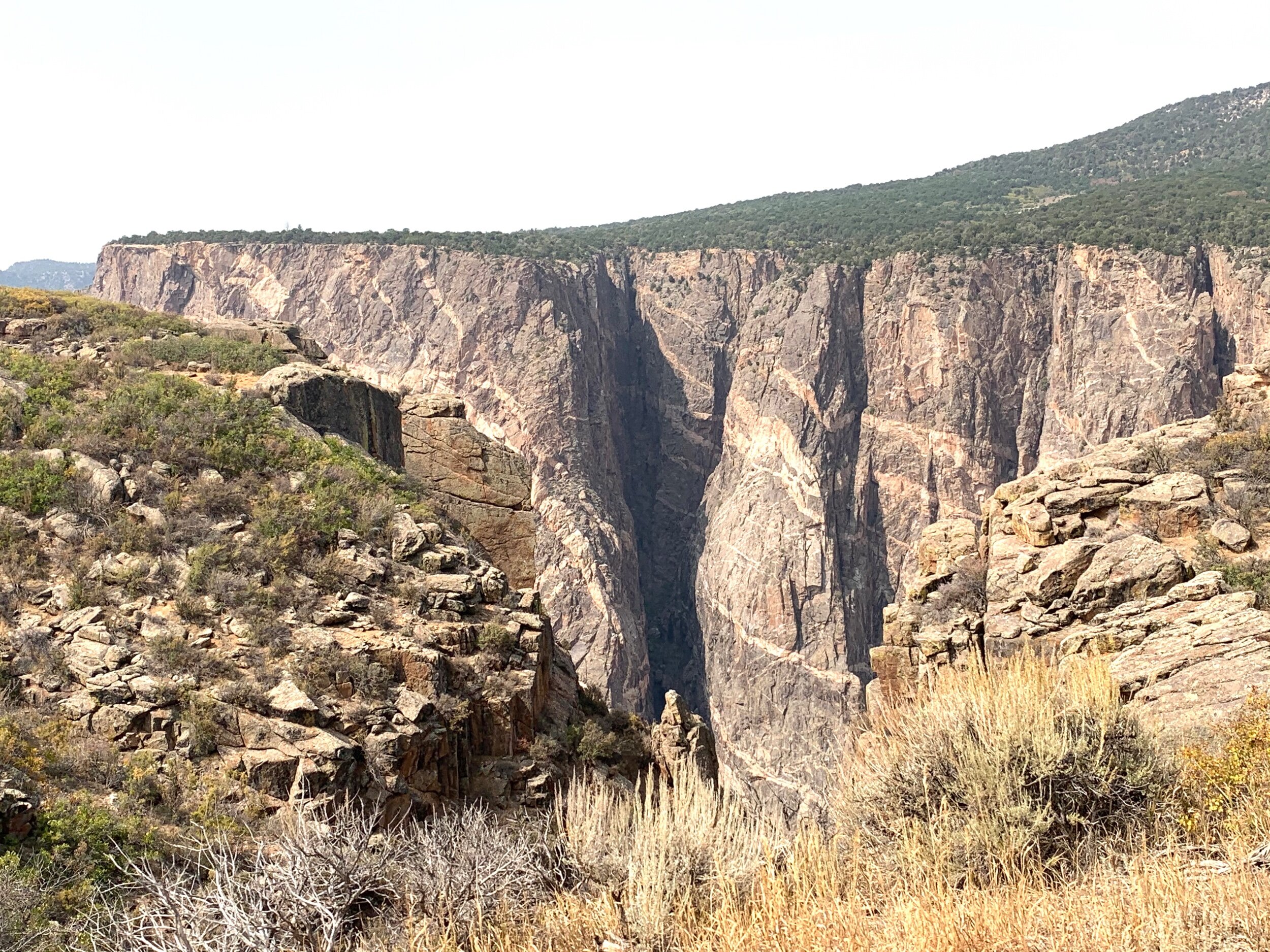  The canyons of the Gunnison River drops 240 feet per mile at its steepest point at  Chasm View —some of the steepest mountain descents in North America. 