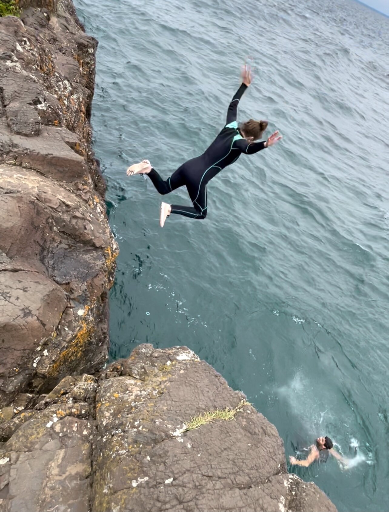  Black Rocks is also where all the cool kids go to jump off a 30-foot cliff… into Lake Superior. The summer water temperatures of around 52 degrees is as warm as Lake Superior gets in Marquette. Another popular time to jump is right after the ice mel