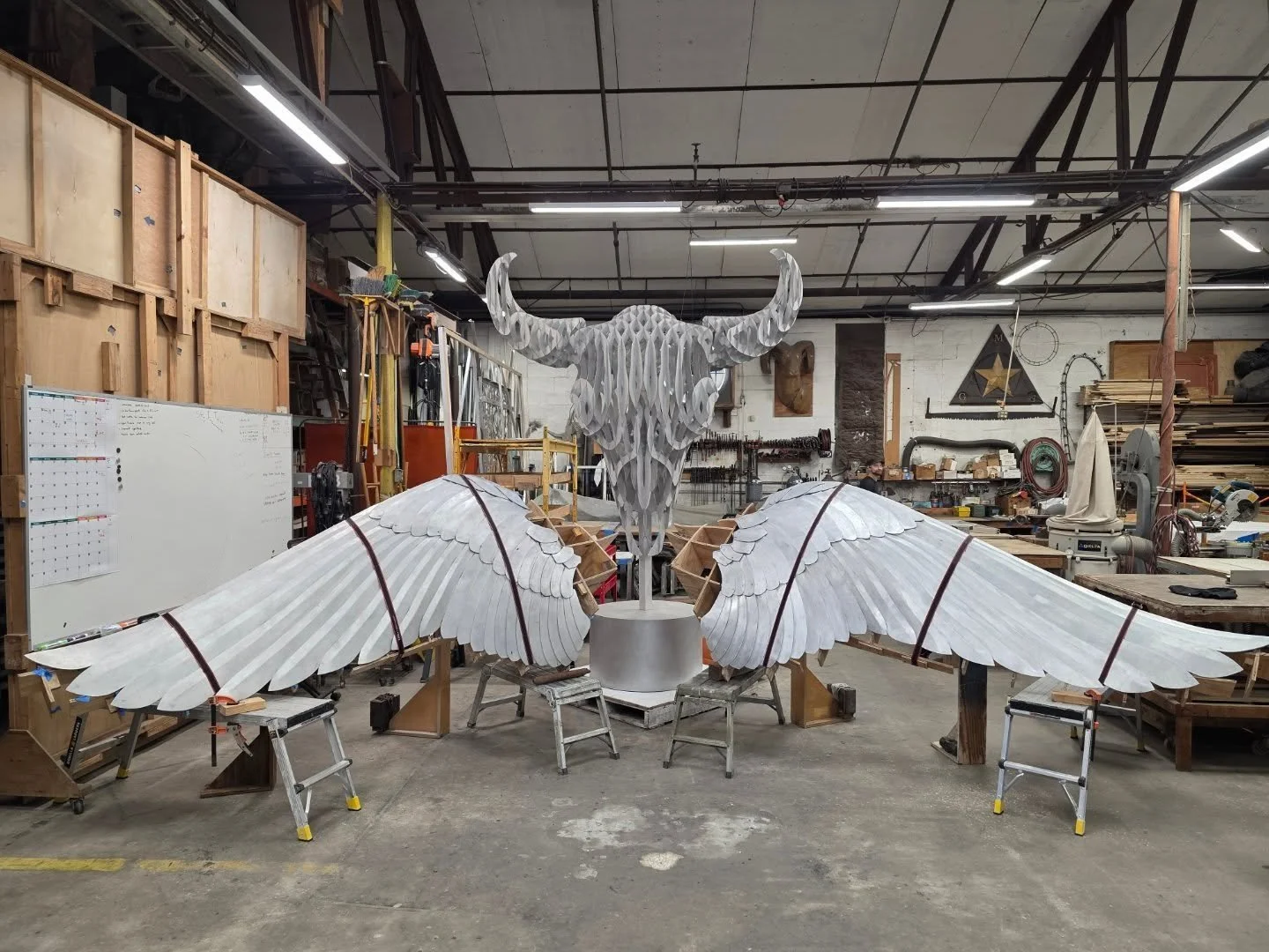 These Privately Commissioned Pinion Wing Sculptures will be getting a slate black/grey patina in the next few days... but man... You just have to appreciate that silvery goodness!

#mgasculpturestudio #publicart #sculpture #art #publicsculpture