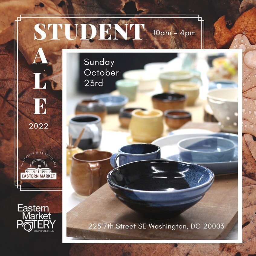 🗓 SAVE THE DATE 🗓

The Annual Fall Student Sale is coming up!
✨Sunday, October 23rd
✨10am - 4pm
✨Get your holiday shopping done early! 🛍

#shoplocal #shopsmall #shopsmallbusiness #pottery #pots #planters #mugs #ornaments #bowls