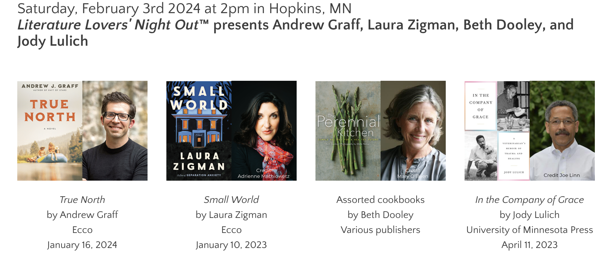 Literature Lovers' Night Out, Twin Cities, MN
