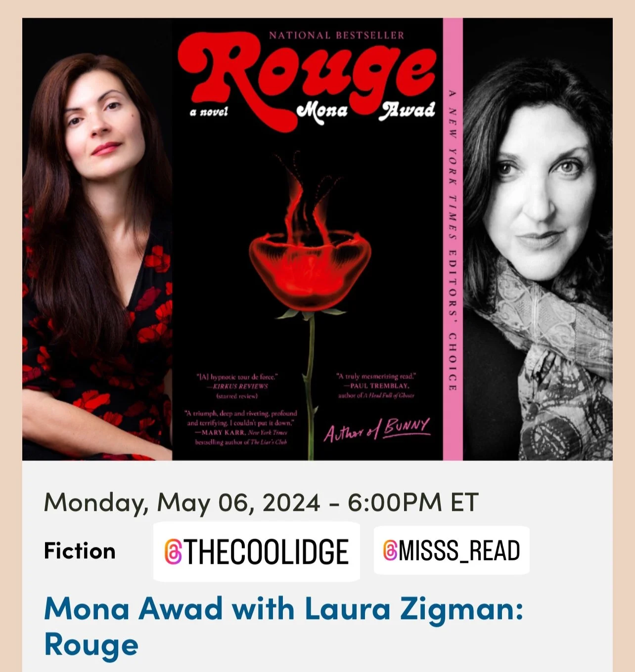 In Conversation with Mona Awad, author of "Rouge" (paperback)