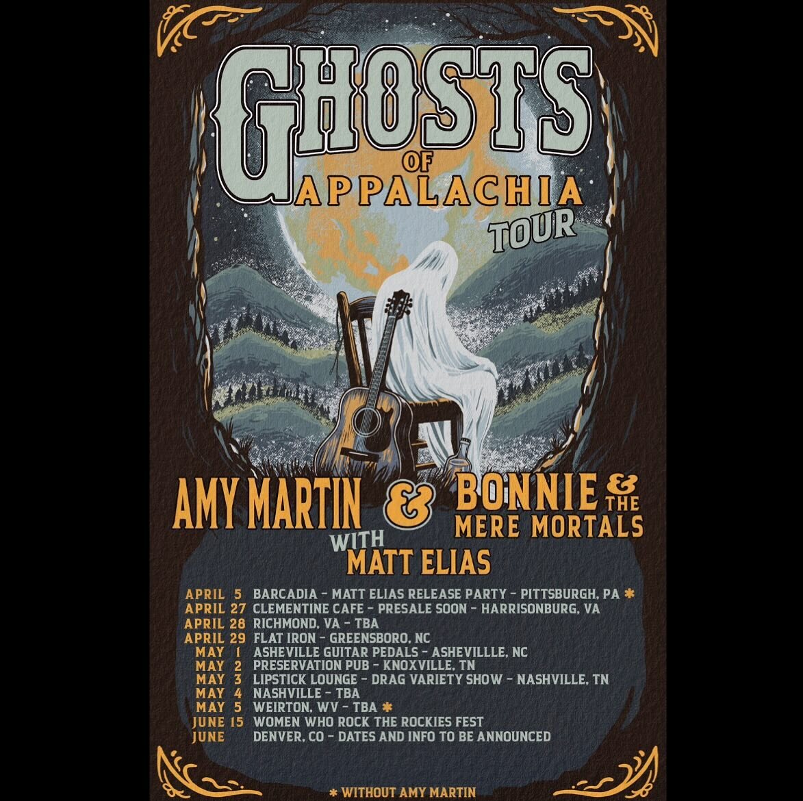 Super stoked to announce I&rsquo;m hitting the East Coast roads for a few days with some of my fav fellow Appalachians in April/May:

@bonnieandthemeremortals (Southern Gothic) + Mere Mortals guitarist &amp; singer/songwriter @matteliasmusic! They&rs