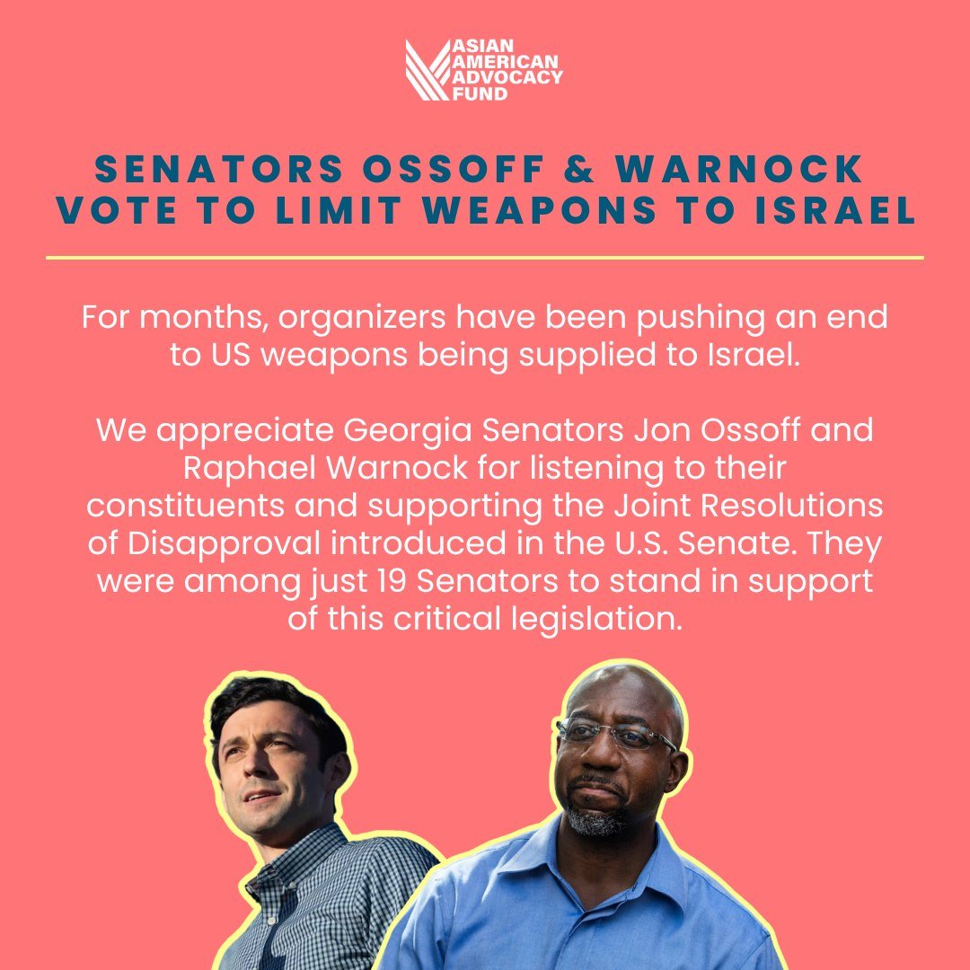 This is the power of your voices, our communities have called for an end to US weapons being supplied to Israel&rsquo;s genocidal actions for months and these resolutions were introduced to limit arms transfers to Israel. Together, we can continue to