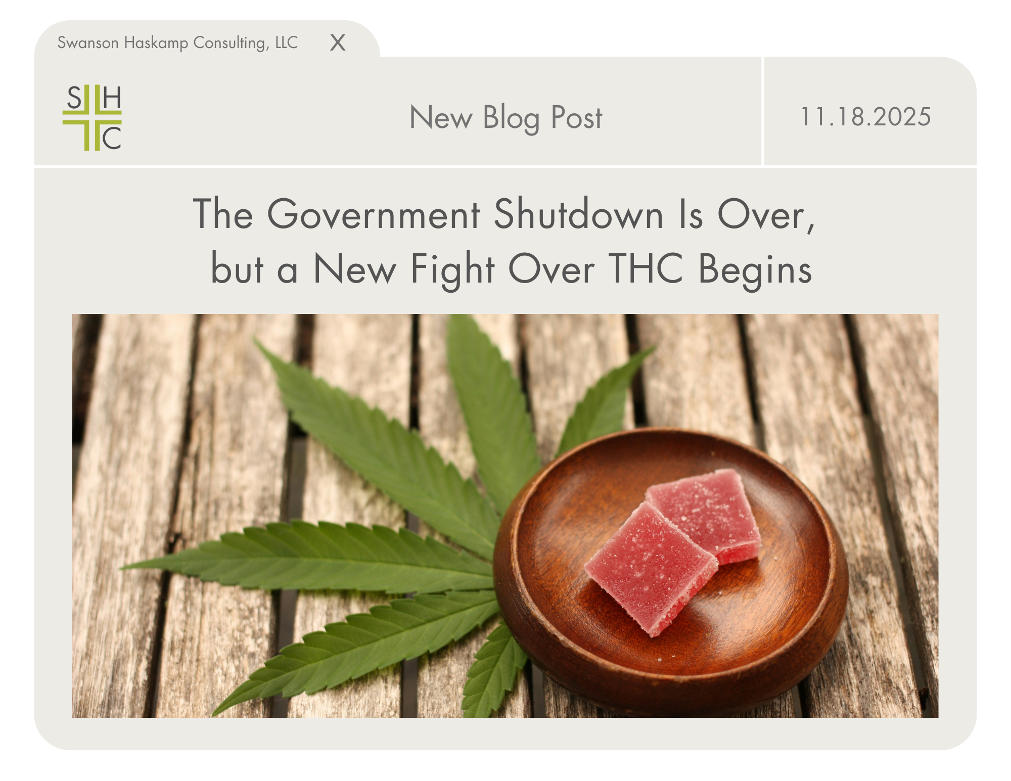 The Government Shutdown Is Over, but a New Fight Over THC Begins