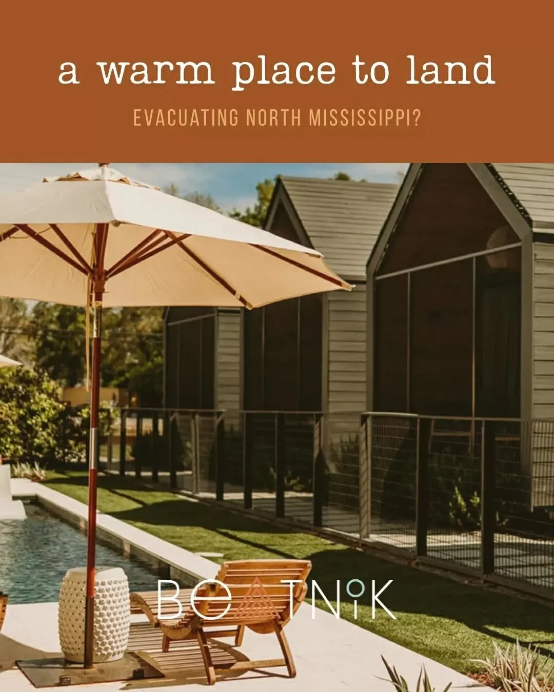 ❄️ If you&rsquo;re evacuating North Mississippi due to the winter storm, we&rsquo;re open and ready to welcome you.

The Beatnik is offering 15% off stays through Tuesday 1/27 for evacuees needing a safe, warm place to land along the Coast.

🤍 Book 