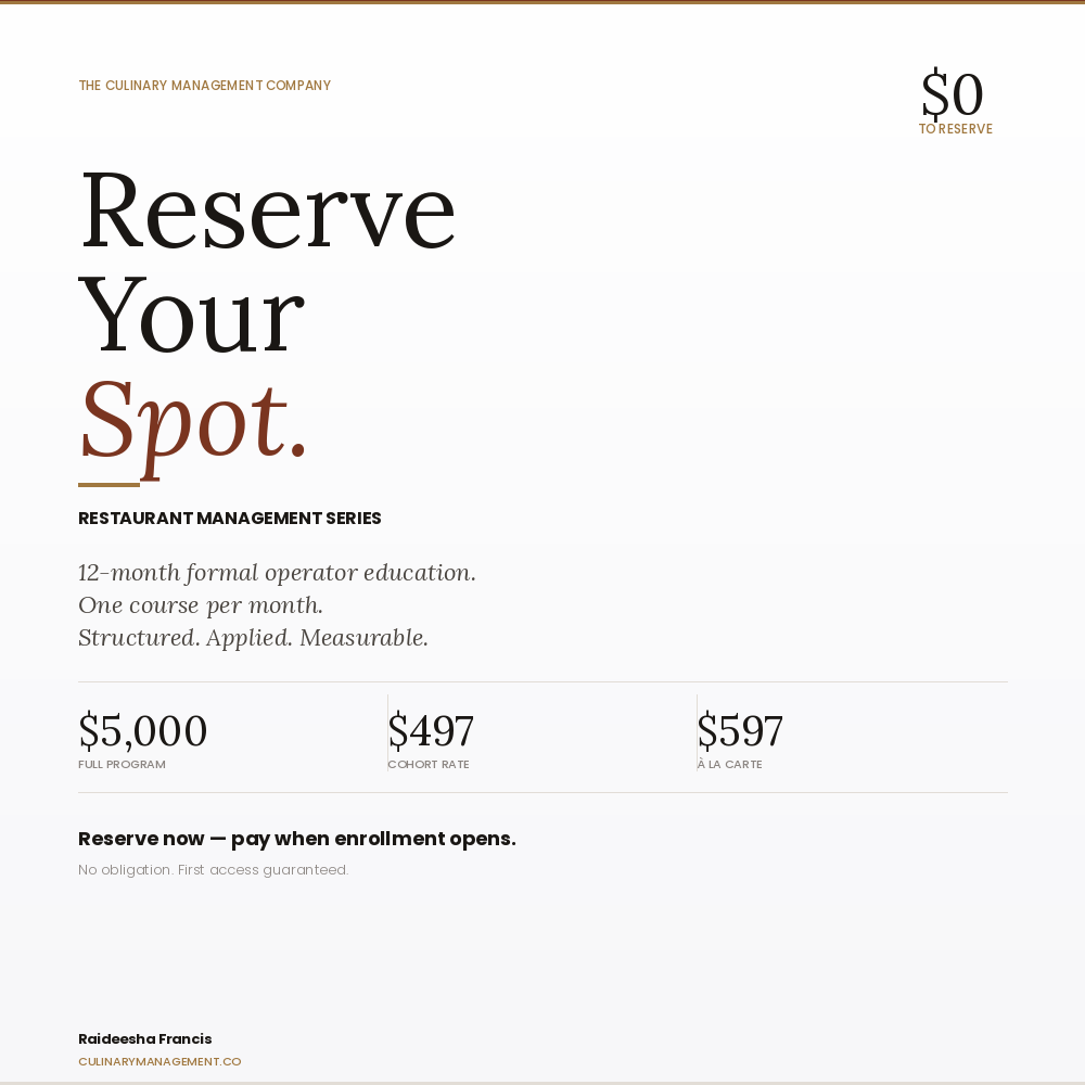 restaurant management series 12 month program 2026 reserve my spot.png
