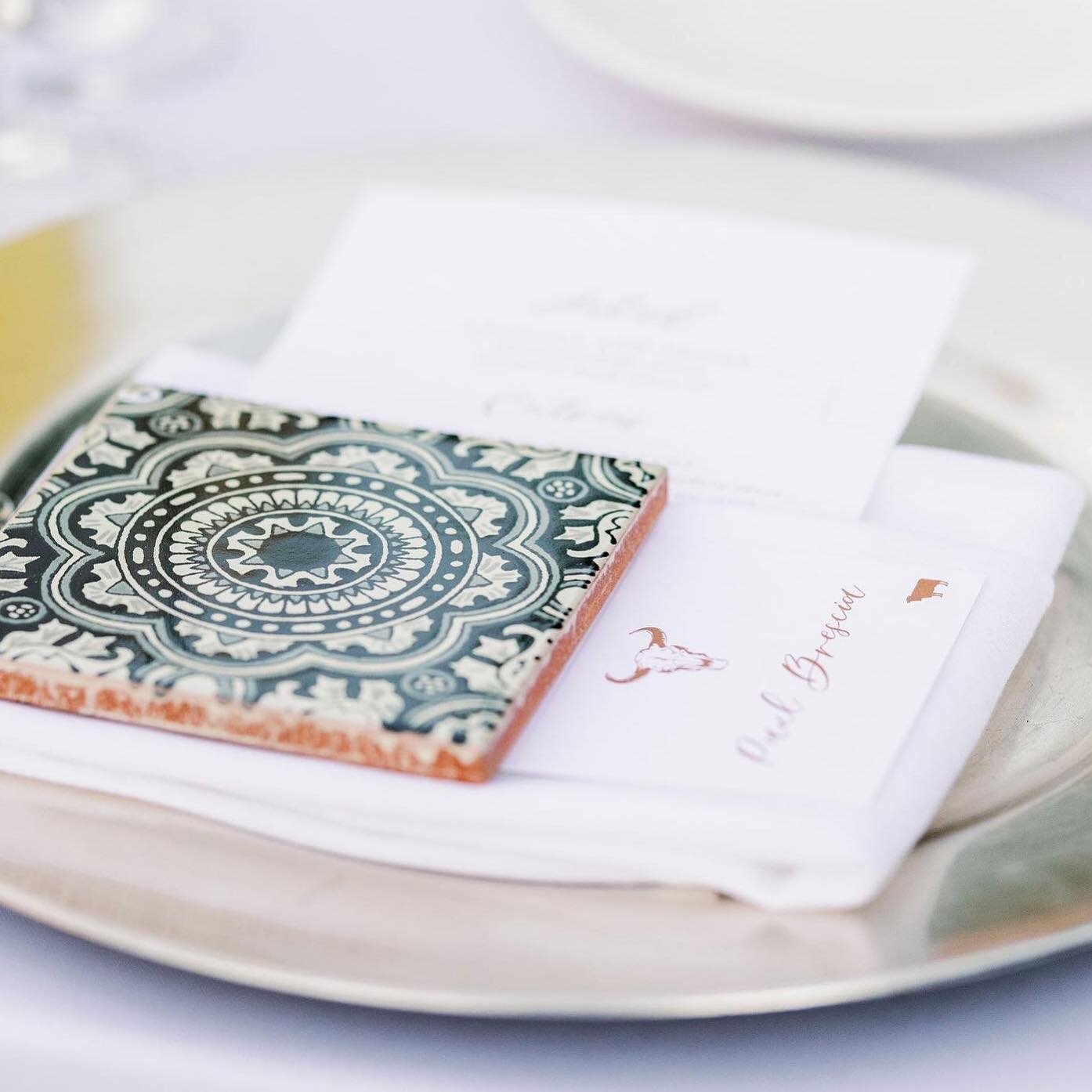 Place cards and coordinating menus that are fun and pretty. 

@as_ever_photography 
@jrobertsonevents 
@haciendadelsolaz 
@mollyb1986