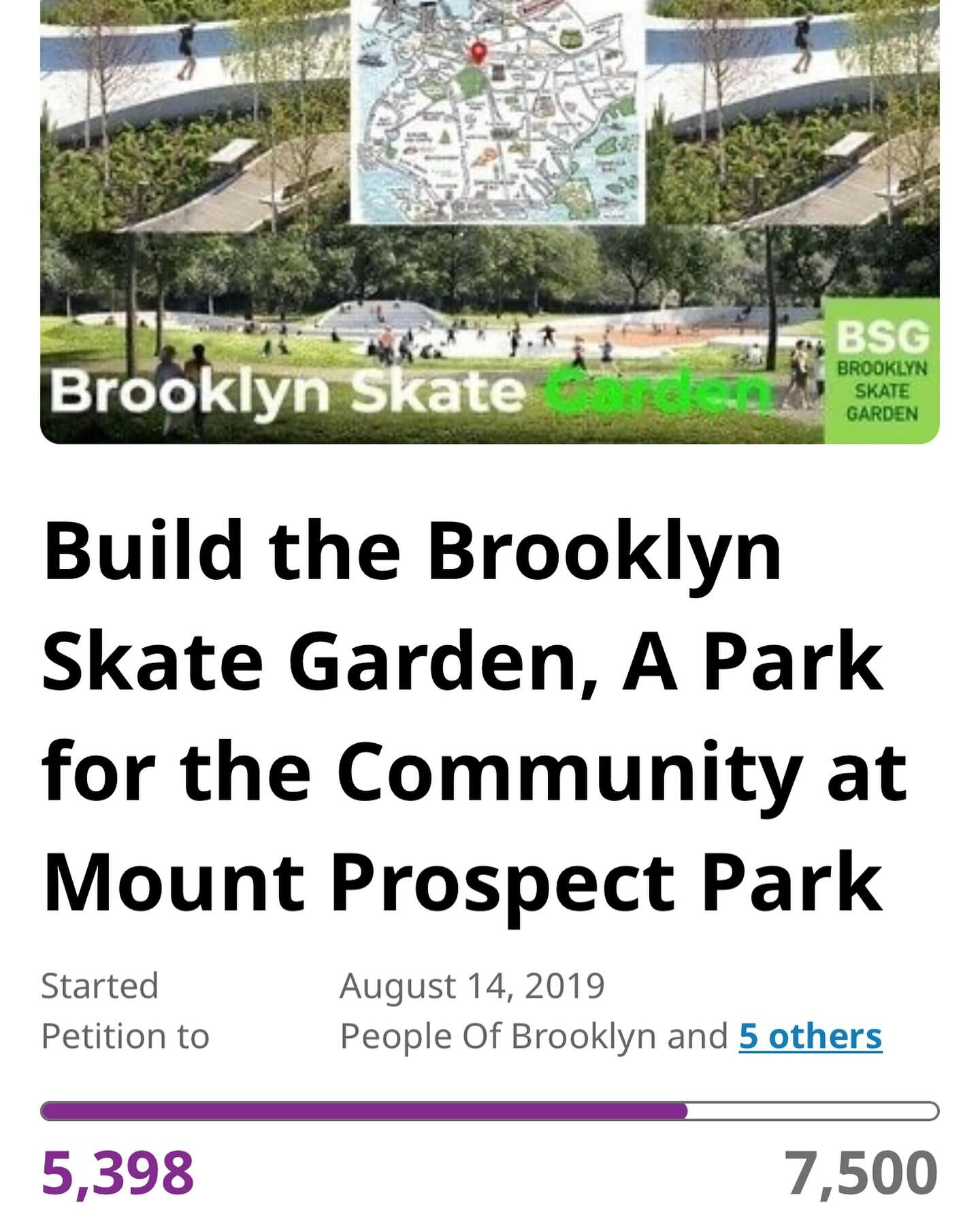 Support building the Brooklyn Skate Garden at Mount Prospect by continue to sign our petition on Change.org (link in bio) 

This petition was started originally in 2019 by @wil540_  a skate advocate and a  group of young teenagers who wanted to see a