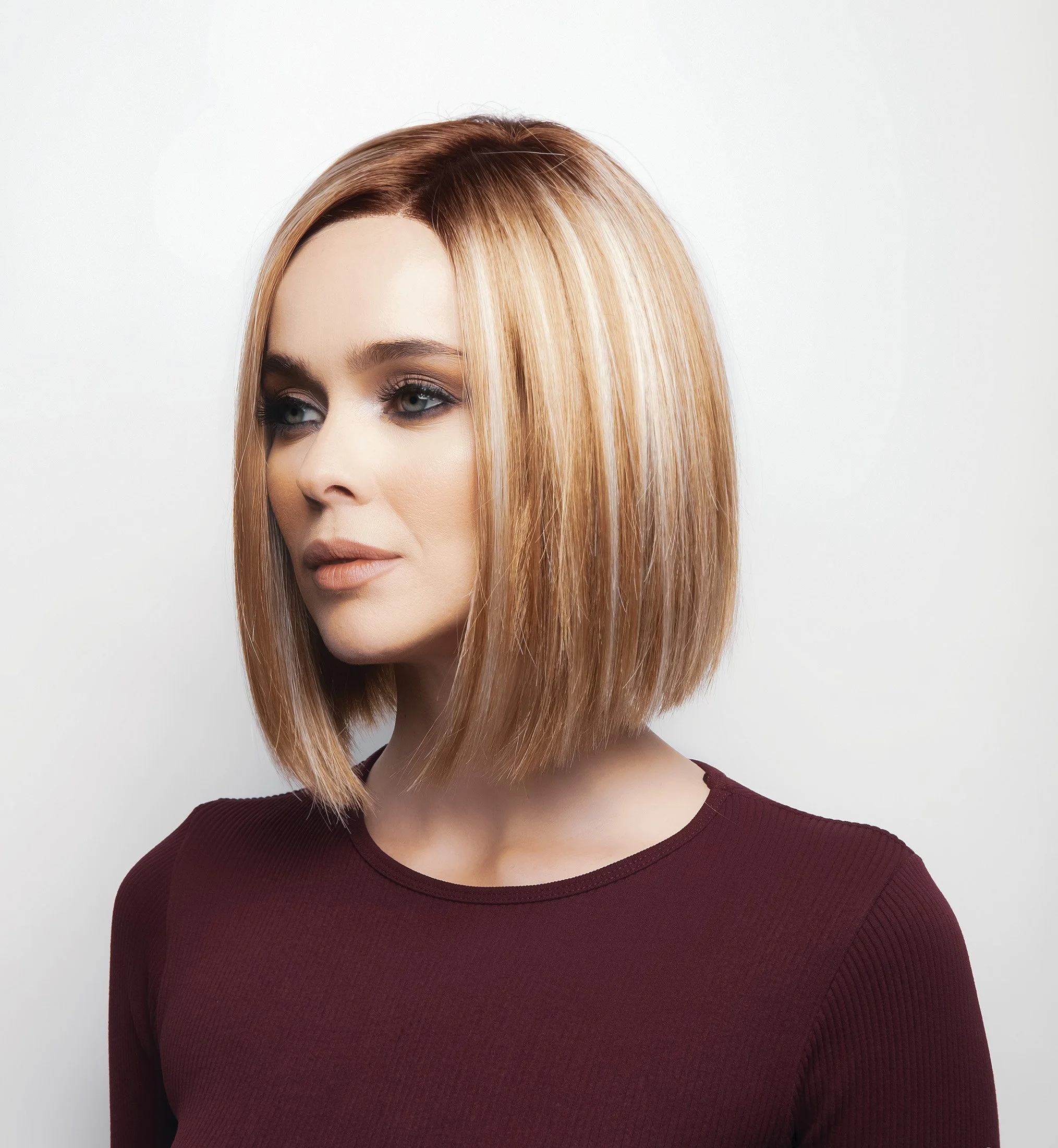 a model wearing the Kai wig by Rene of paris