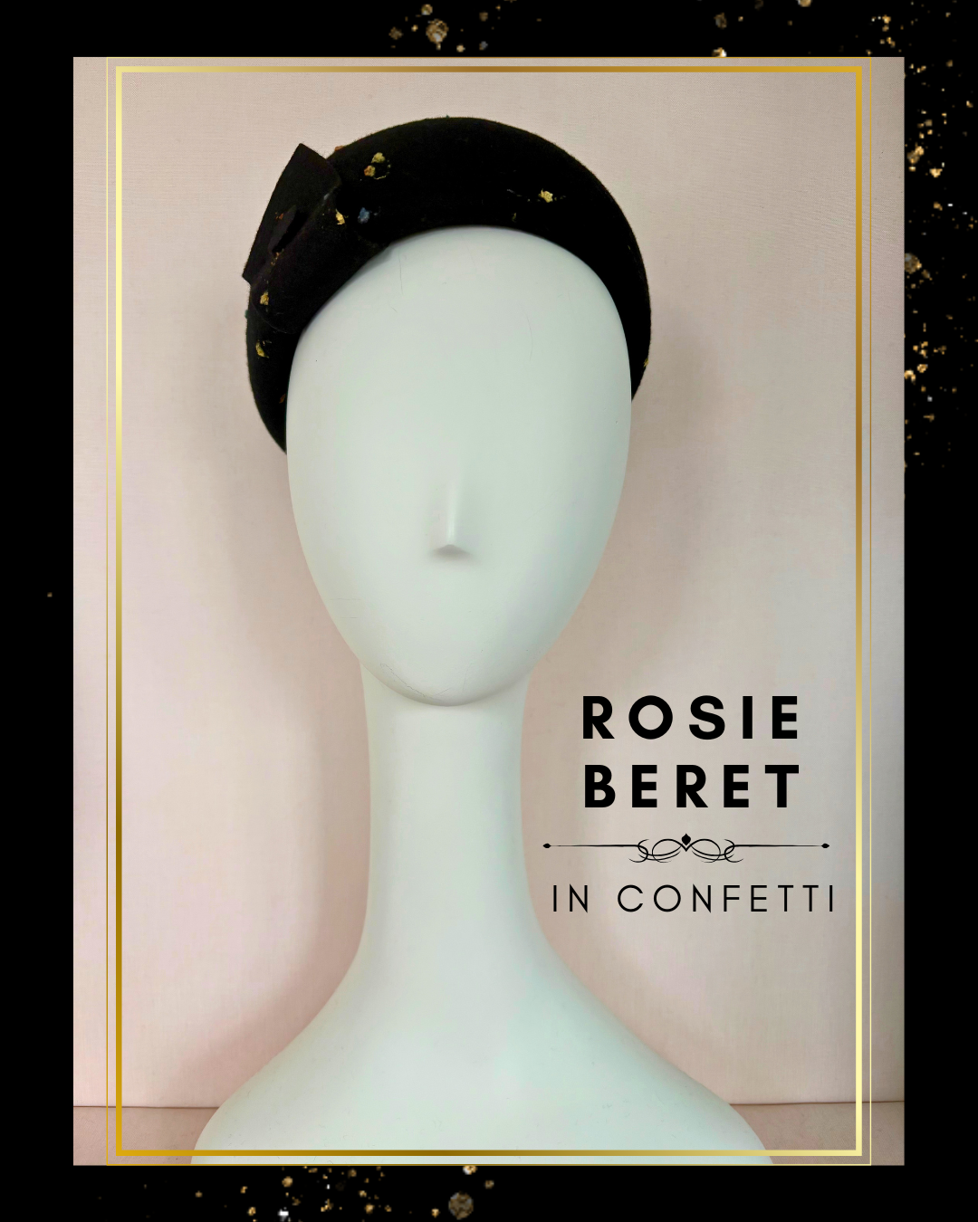 Rosie Beret in Black Confetti