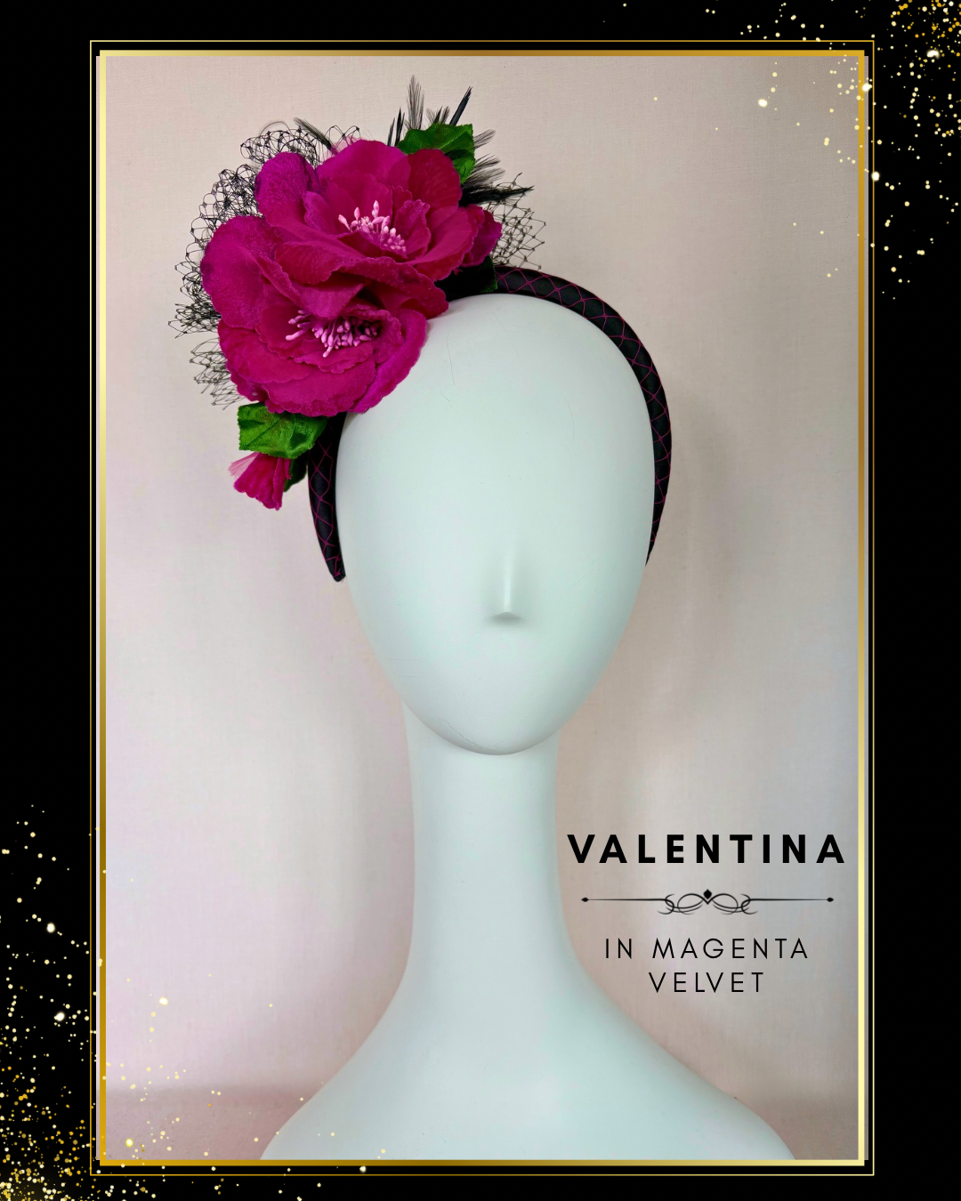 Valentina Fascinator in Magenta Velvet