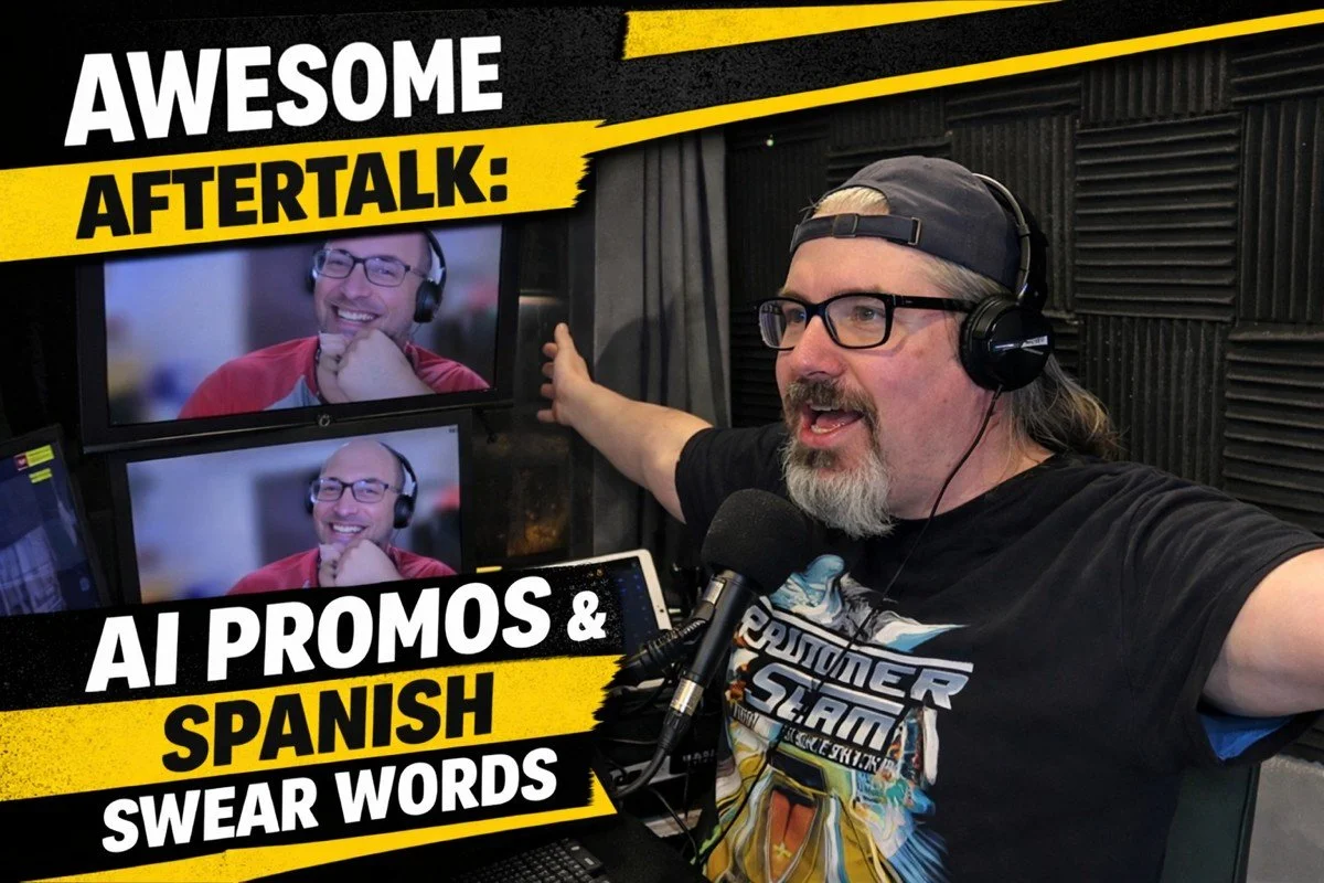 AI-generated wrestling promos&hellip; lazy or smart marketing?

And why are Spanish swear words the best way to learn a language? 🇪🇸😅

In this week&rsquo;s Awesome Aftertalk, @sorgatron, @profpod &amp; @katemariepgh dive into AI tools in indie wre