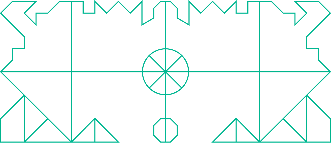 abstract symmetrical geometric aqua lines balancing esoteric metaphysical energy triangle circle octagon