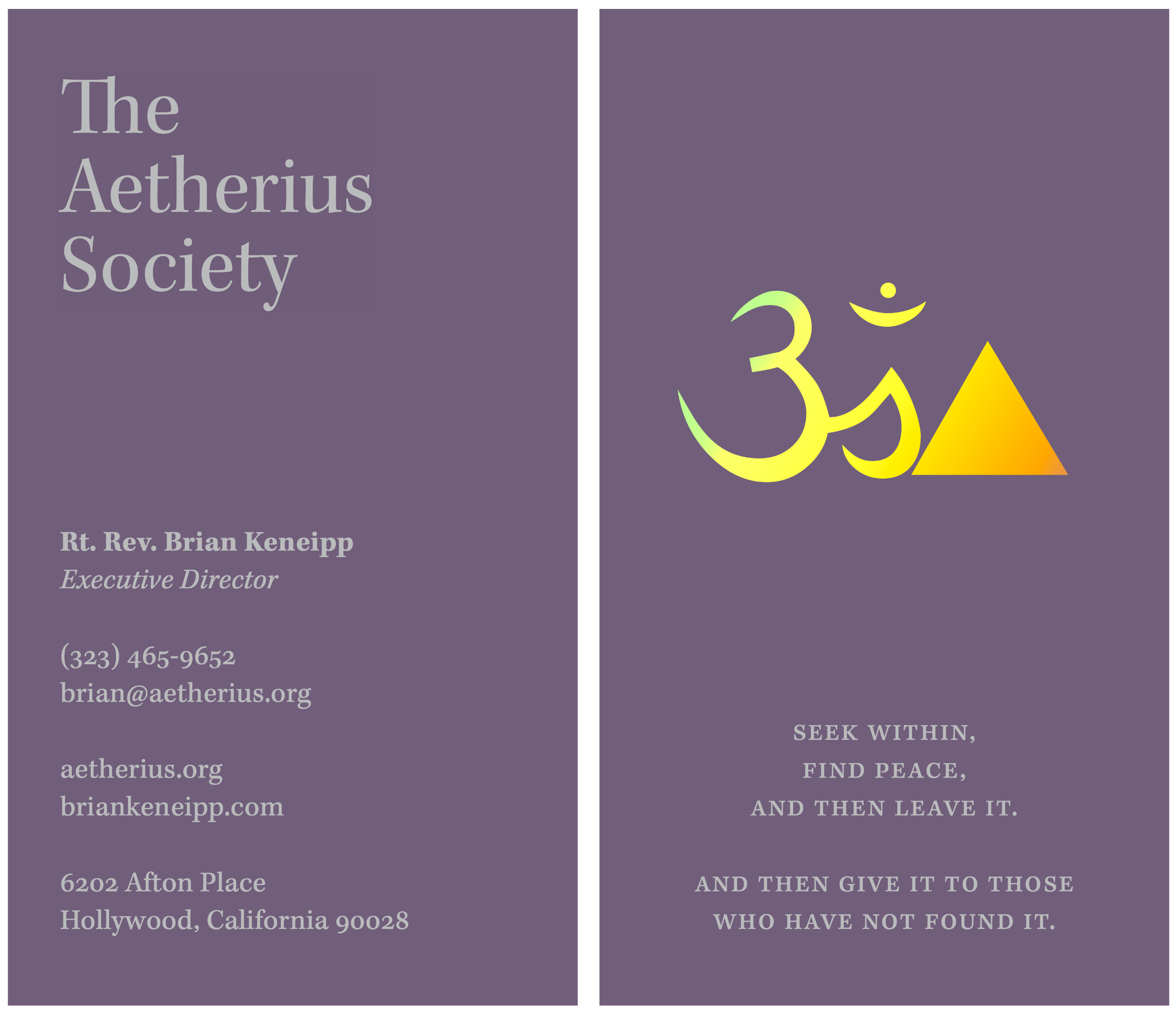 Business Card: The Aetherius Society