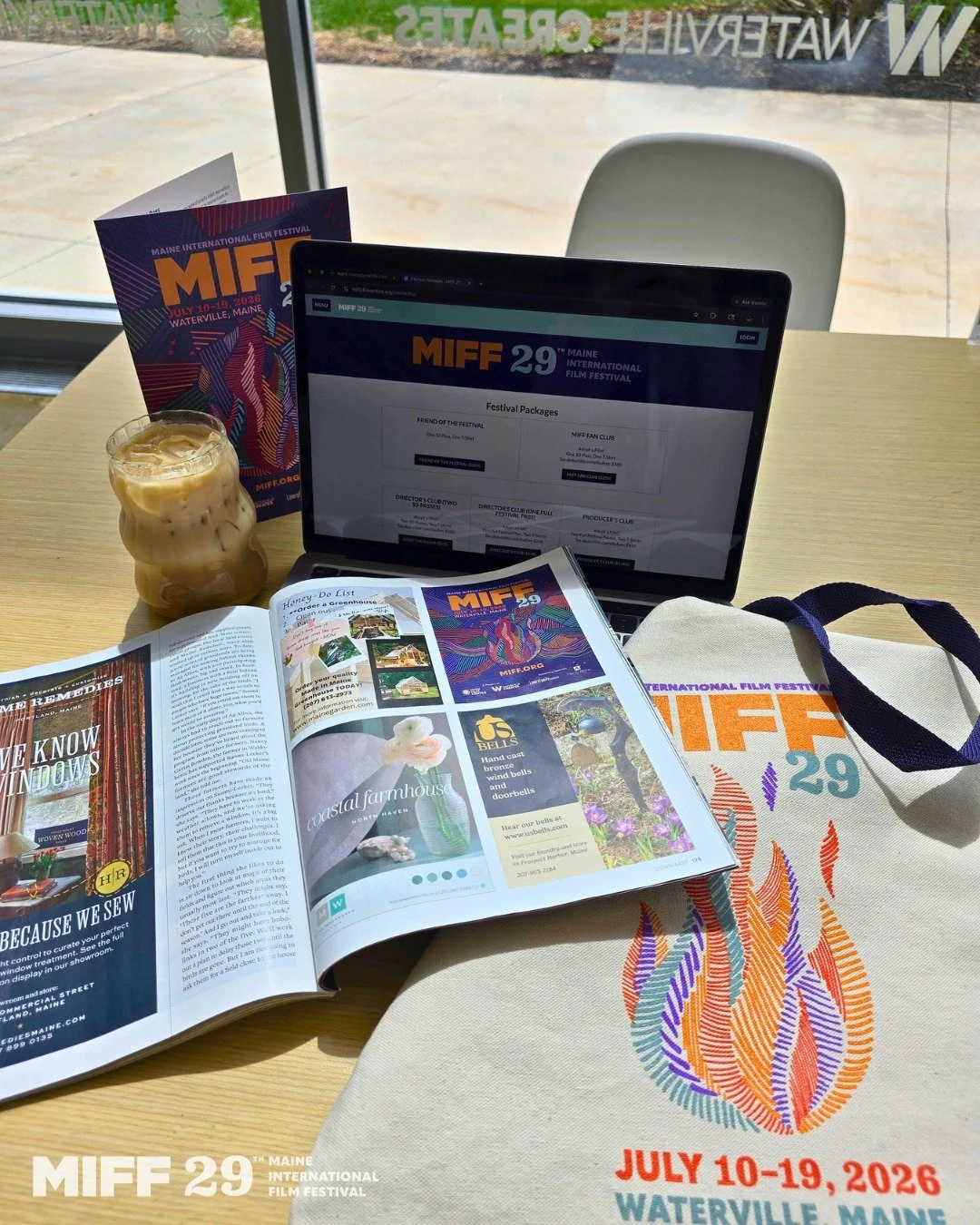 Coffee ✅
Passes and packages on sale ✅
MIFF swag ✅
@DowneastMagazine ✅
It's a good day to plan your trip to Waterville for an epic ten-day film festival.
July 10&ndash;19 | ➡️ miff.org

#MaineInternationalFilmFestival #MIFF29 #DowneastMagazine #FilmF