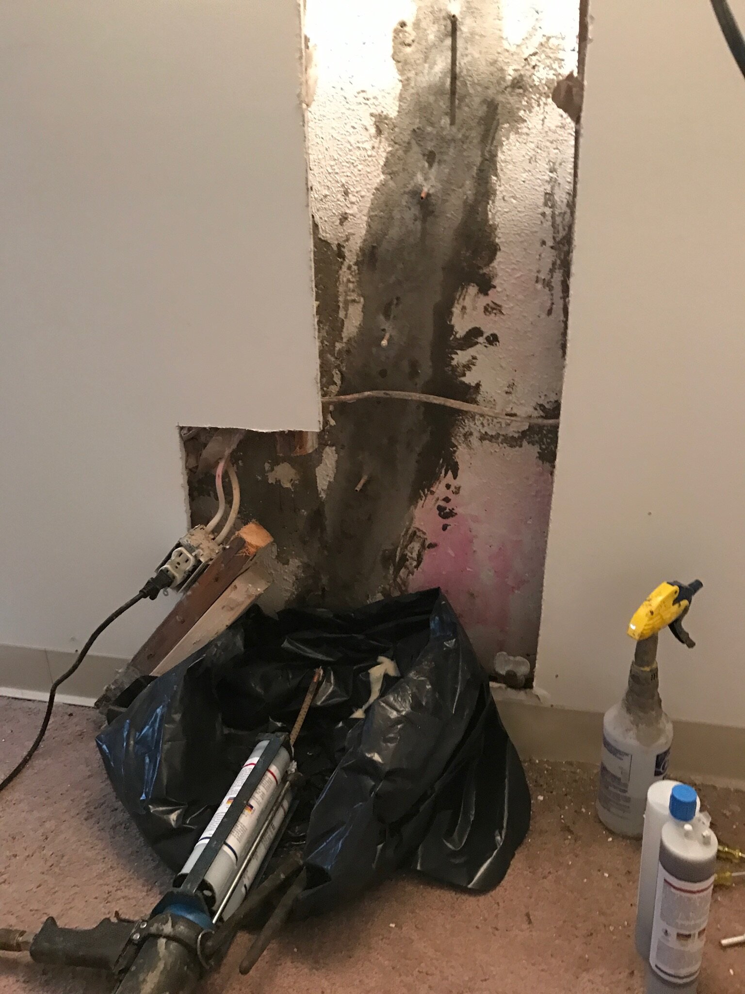 Leaking crack repair in progress