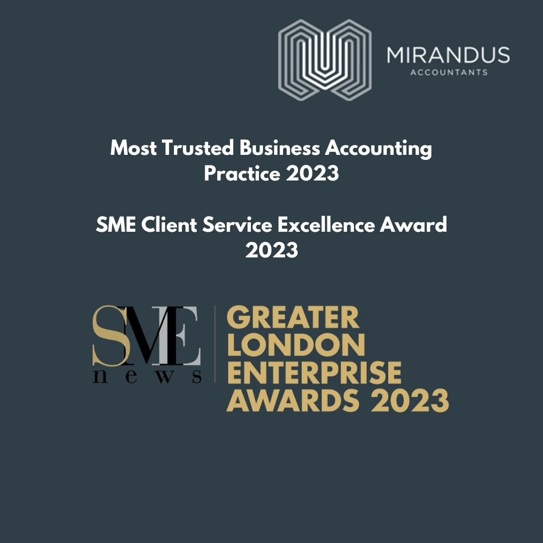 SME News&nbsp;has announced the winners of the 2023 Greater London Enterprise Awards.

We are delighted to announce that we have been awarded

Most Trusted Business Accounting Practice&nbsp;2023
SME Client Service Excellence&nbsp;Award&nbsp;2023