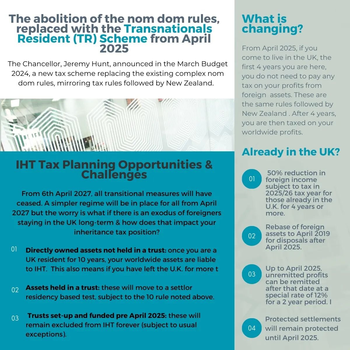 ANALYSIS: Nom Dom tax rules abolished and being replaced with a new regime. What does that mean for IHT planning as a nom dom 🤔 

You have till April 2025 to get organised, get I'm touch if you need help to structure your assets before new rules are