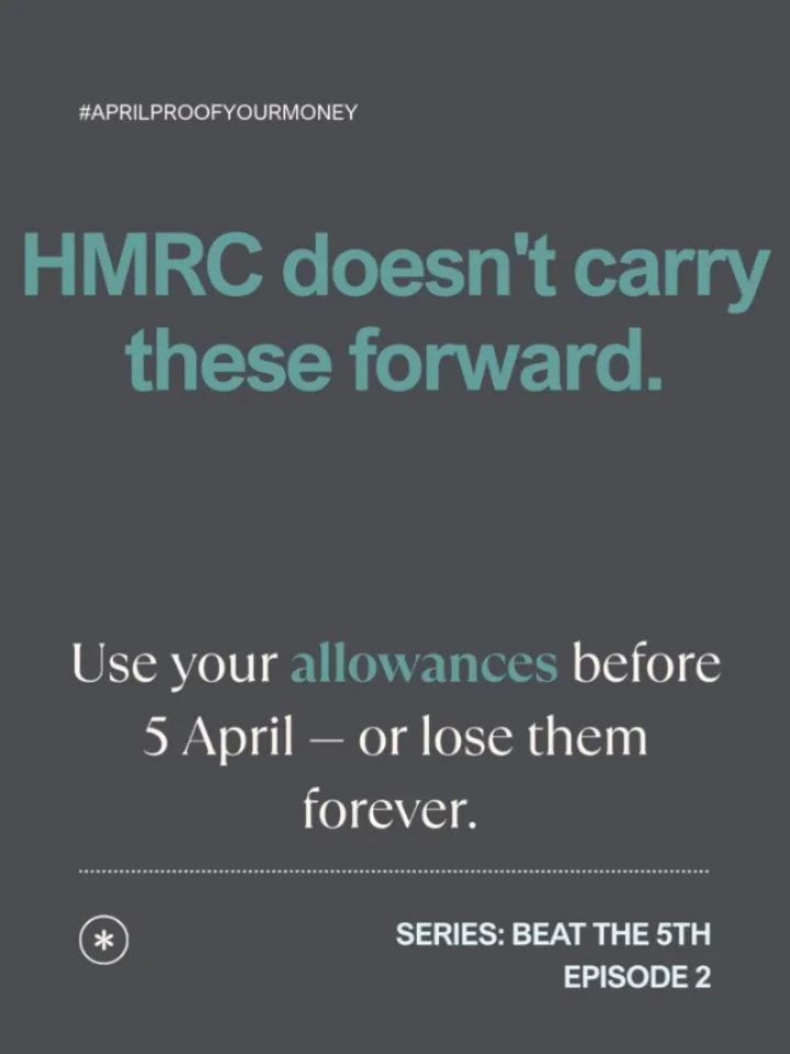 You've got 38 days to use these &mdash; then they're gone. 🗓️

Most people don't realise how many tax-free allowances reset on 5 April. ISAs. Pensions. CGT exemptions. Gifting allowances. All of it &mdash; wiped and restarted whether you used them o