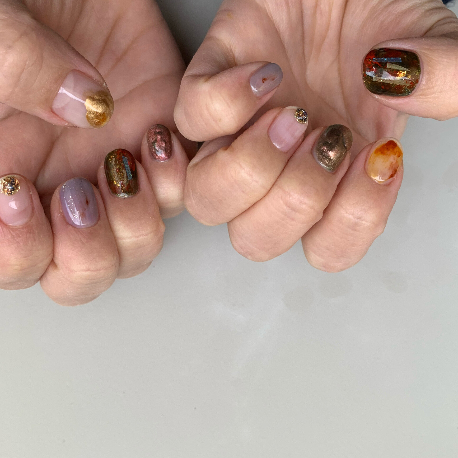 色、素材遊び　ネイルデザイン