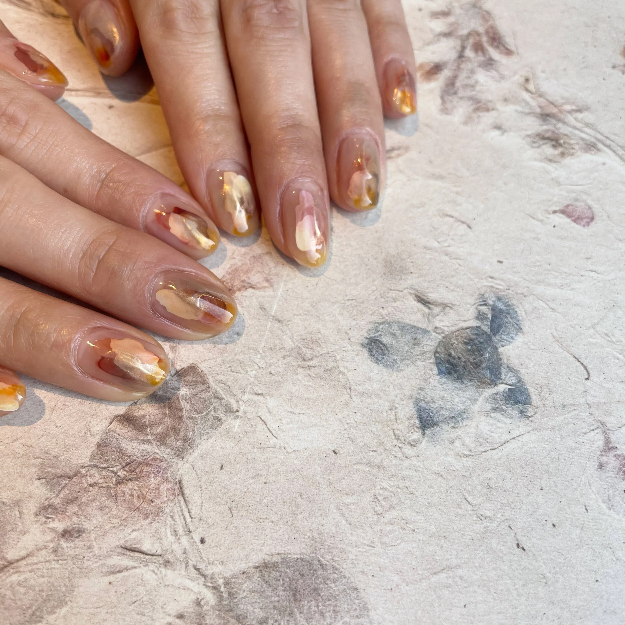 春のオレンジネイル