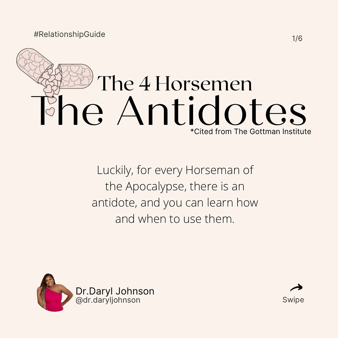 Now that you know what the Four Horsemen (see my last post talking more about them) are and how to counteract them with their proven antidotes🧪, you&rsquo;ve got the essential tools to manage conflict in a healthy way. 

As soon as you see criticism