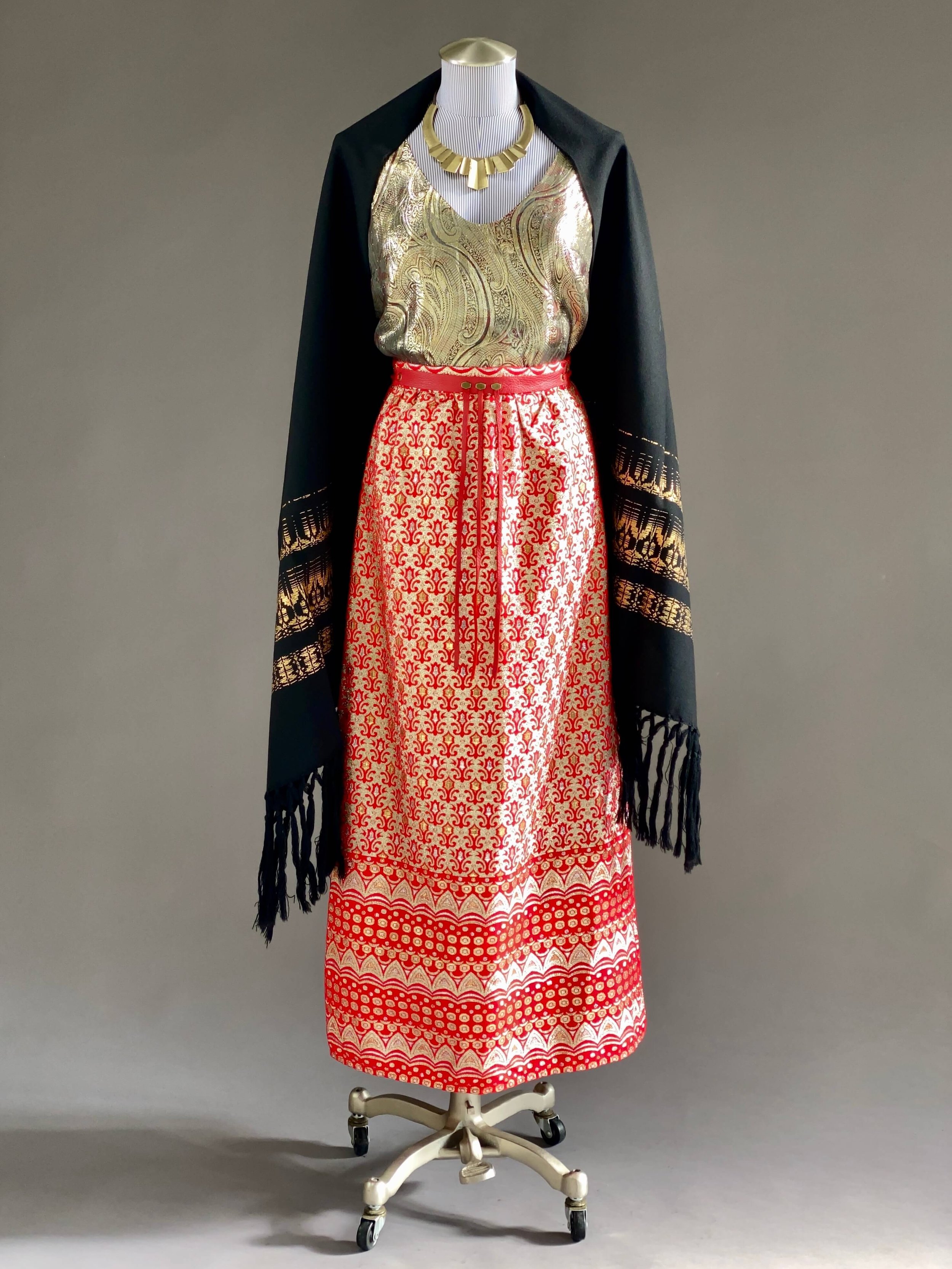 Damask Lamé Maxi Skirt (1970s)