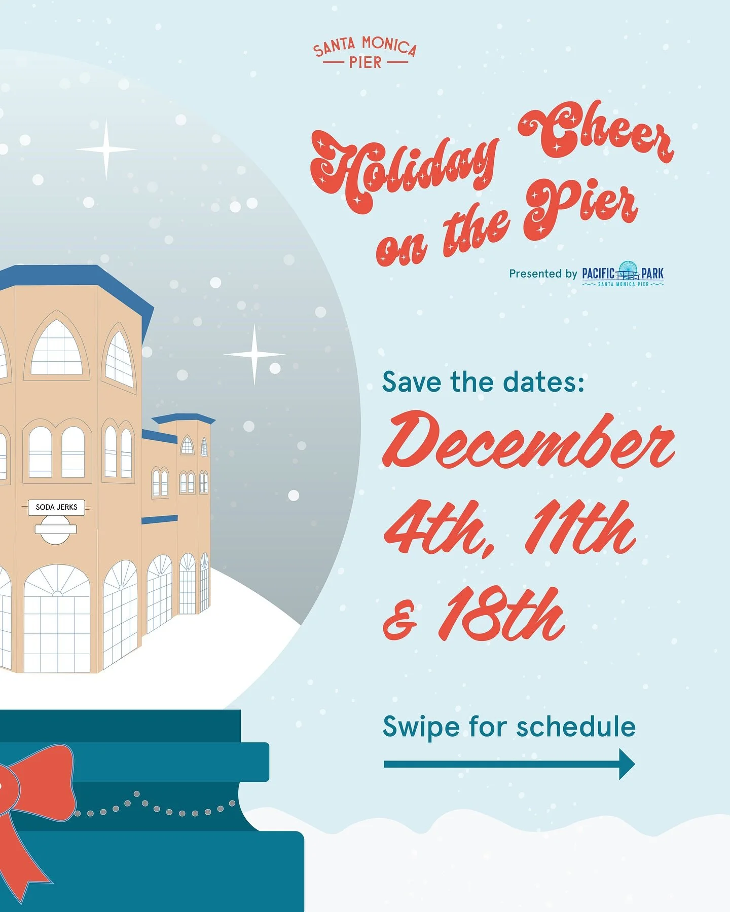 The most wonderful time of the year is happening at the Pier! Holiday Cheer on the Pier presented by @pacpark ❄️

Save the dates for December 11th &amp; 18th! Enjoy holiday activities including:

🎨 Letters to Santa &amp; Paint:Lab
📚 Books &amp; Coo