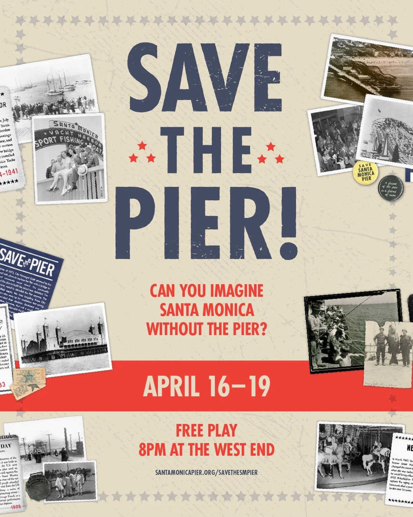 The &ldquo;Save the Pier&rdquo; Play is back! 🎭

Directed by Tony Award Winner Paul Sand, this 1-hour live production recounts the inspiring grassroots movement that saved the Santa Monica Pier from demolition. You won&rsquo;t want to miss it ✨

🗓️