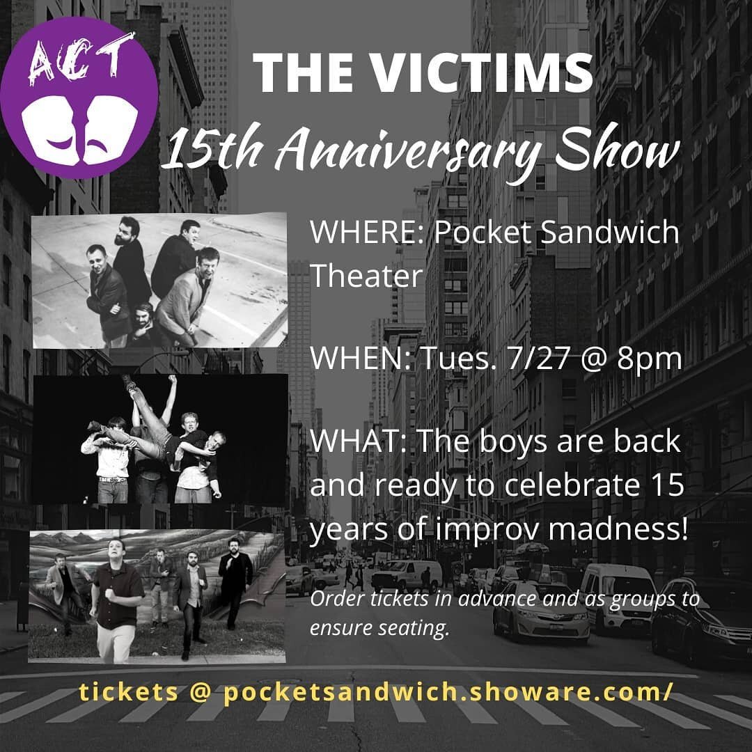 Thanks for joining us today. We've had a lot of fun. The past 15 years have been amazing and we're looking forward to 15 more (@rawley_john will be 64). Come laugh with us next Tuesday at Pocket Sandwich Theatre. See you soon. ❤
