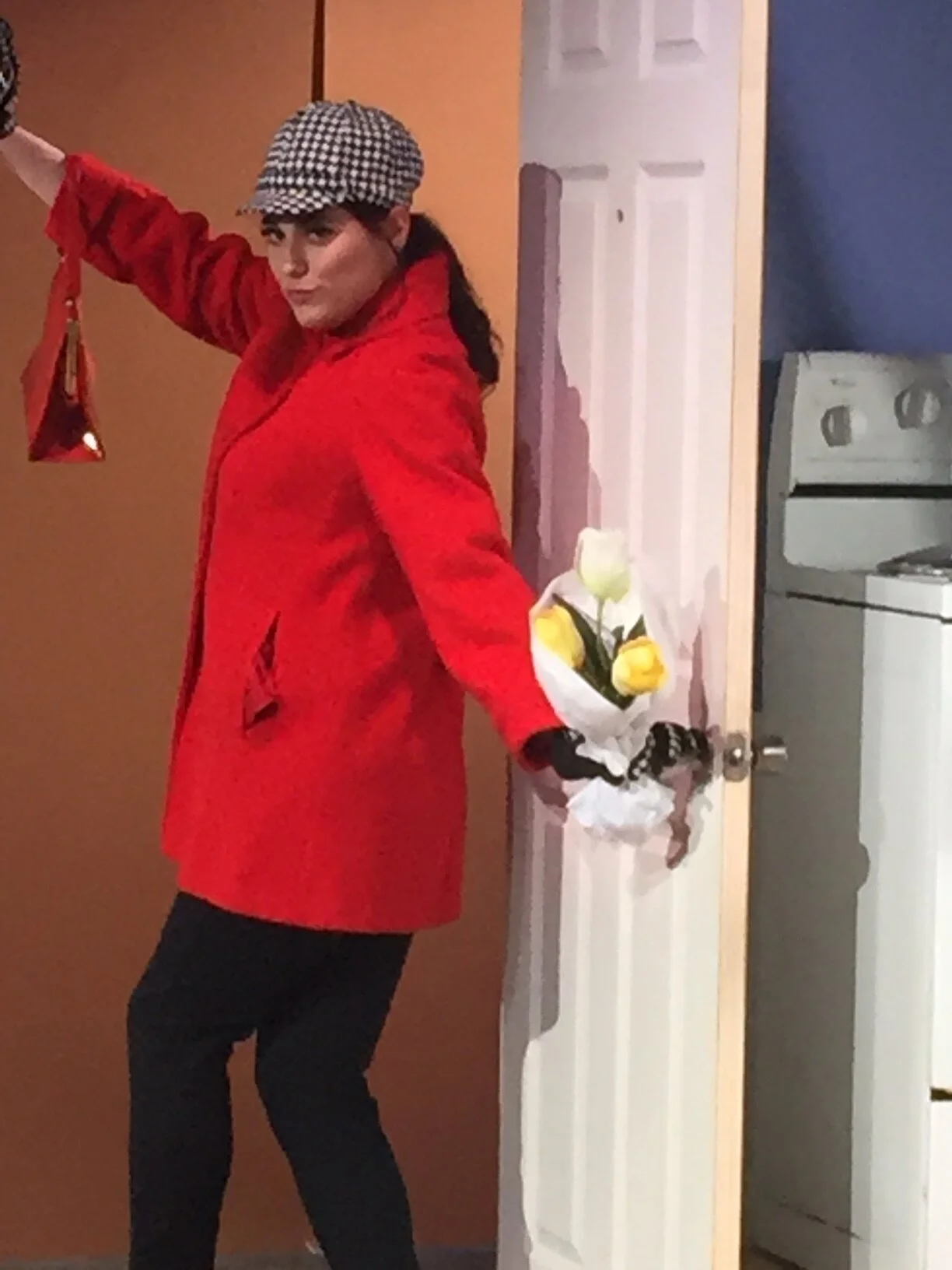 Laura at door in red .JPG