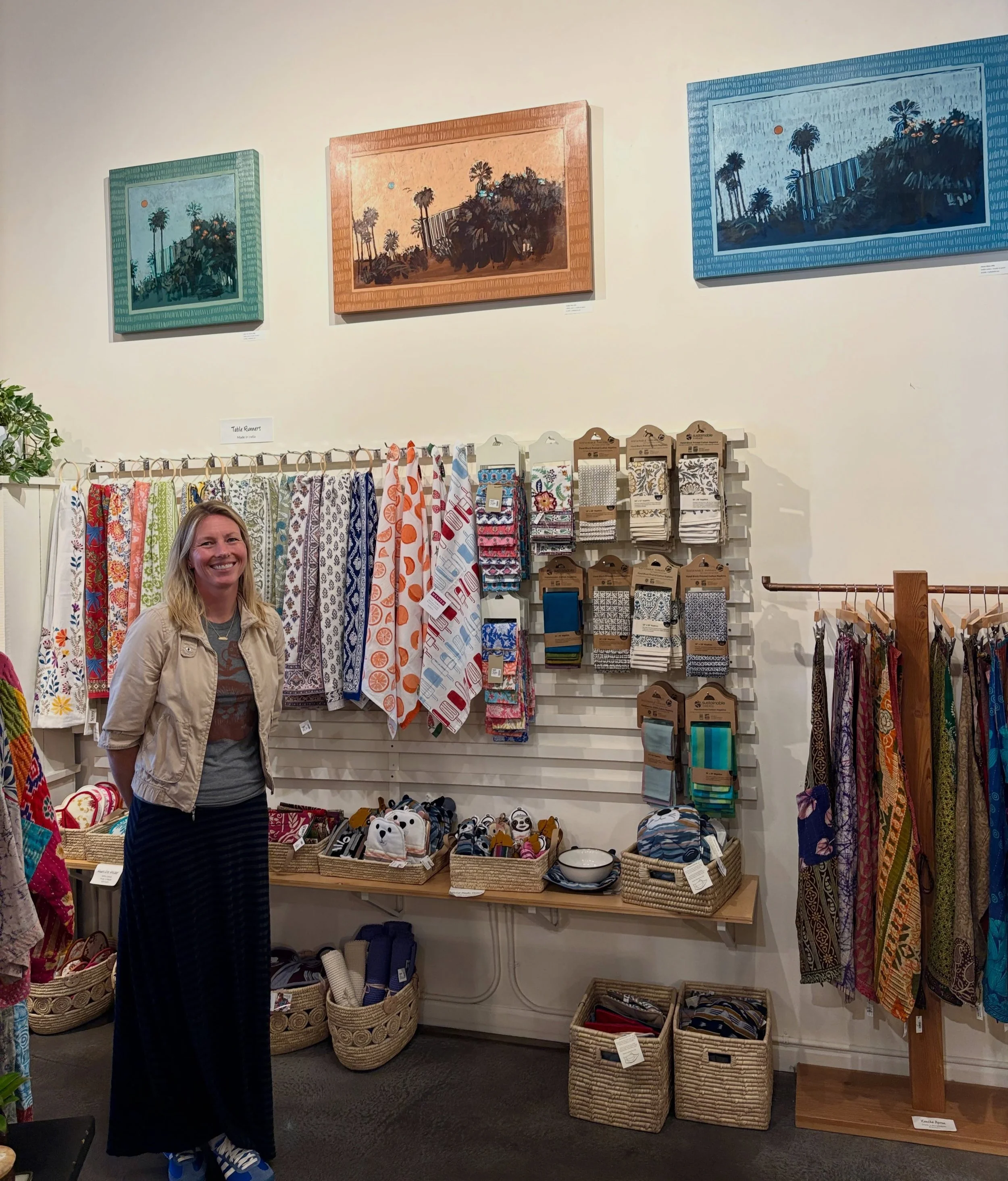 Such a nice time at one of my favorite shops in SLO for Friday&rsquo;s Art After Dark reception! Stop in to shop at HumanKind Fair Trade and enjoy some art &mdash; show runs through the month of August. Thank you to @slocounty_arts and @humankindft! 