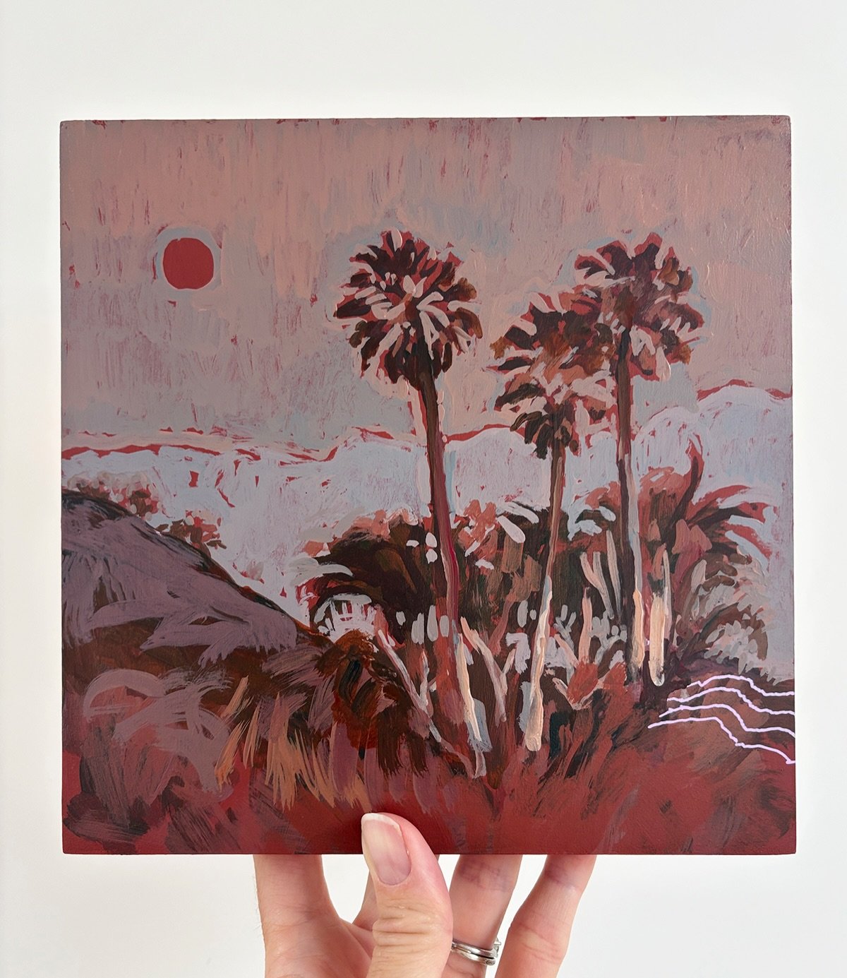 When it comes to the endless variety of colors that can be mixed within a set range, I&rsquo;m forever fascinated. 

I&rsquo;ve decided to lean into my obsession with palm tree shapes while exploring color schemes for some upcoming figure paintings. 