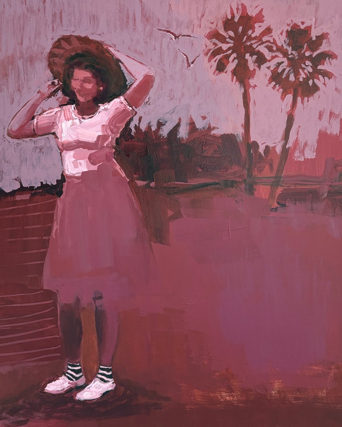 Sharing some of the inspiration behind the most recent!🤎 Her pose and amazing striped socks were inspired by a black and white photo from the Oregon State University collection and archives, found on Unsplash. I was working from the same palette use