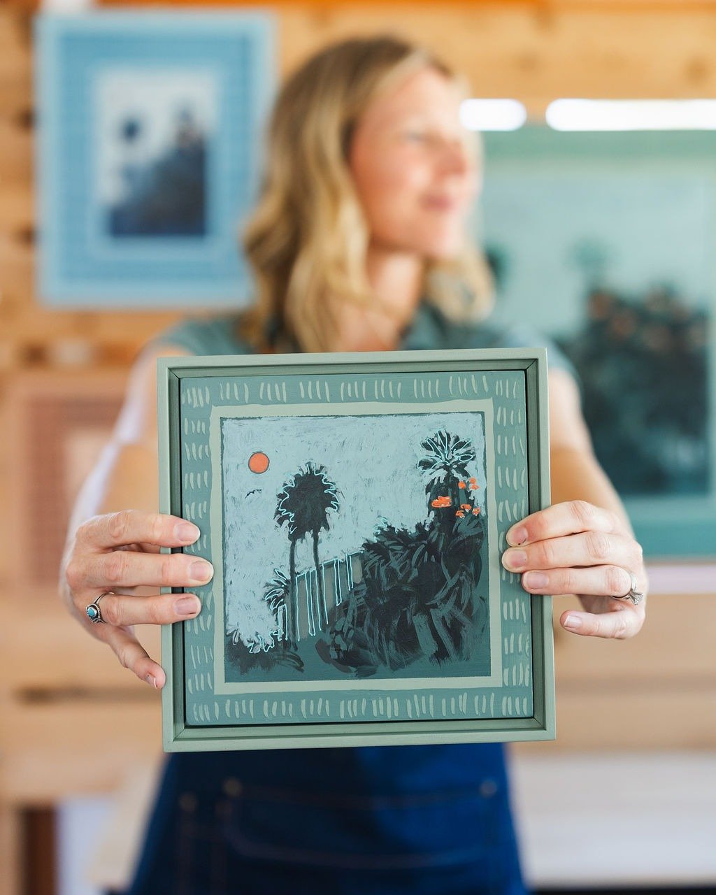 SOLD - at Studios on the Park 🎉 Very thrilled that this piece has found its forever home. Thank you, dear collector, and @studiospr!

Palm Tree Greens II 
8x8 + painted frame
Acrylic on panel