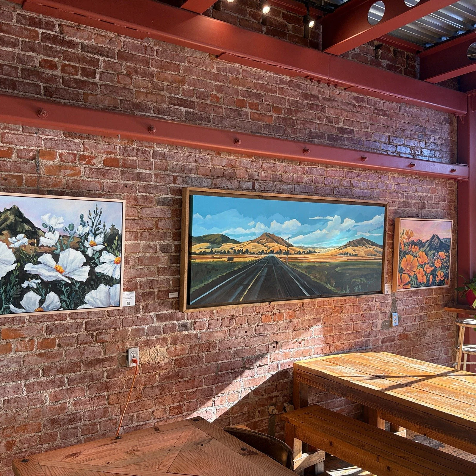 Currently on the walls of @sallyloos in SLO! Stop in for a delicious cup of coffee or some wholesome eats and enjoy a collection of original paintings, fiber art and fine art reproductions ☕

Featuring work by these local artists: @mollypaulickart @b