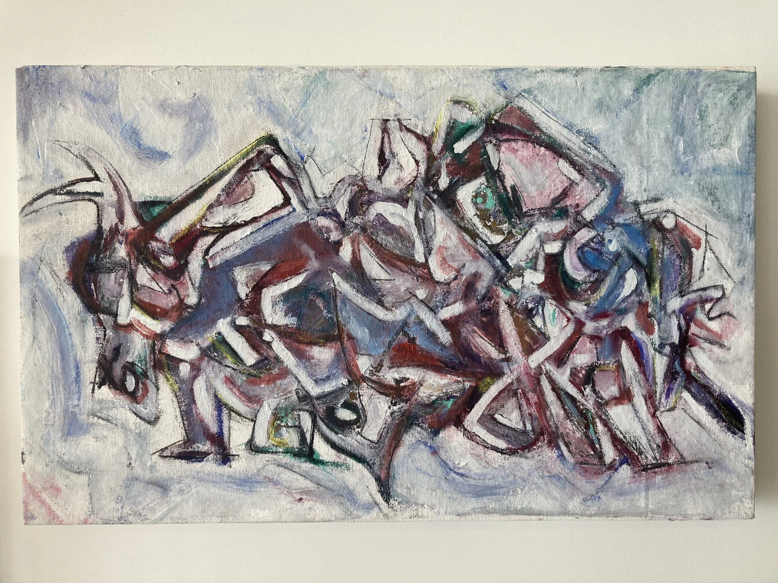 Oil/Enamel/Charcoal/Pastel on Canvas 14.5”x23.5”