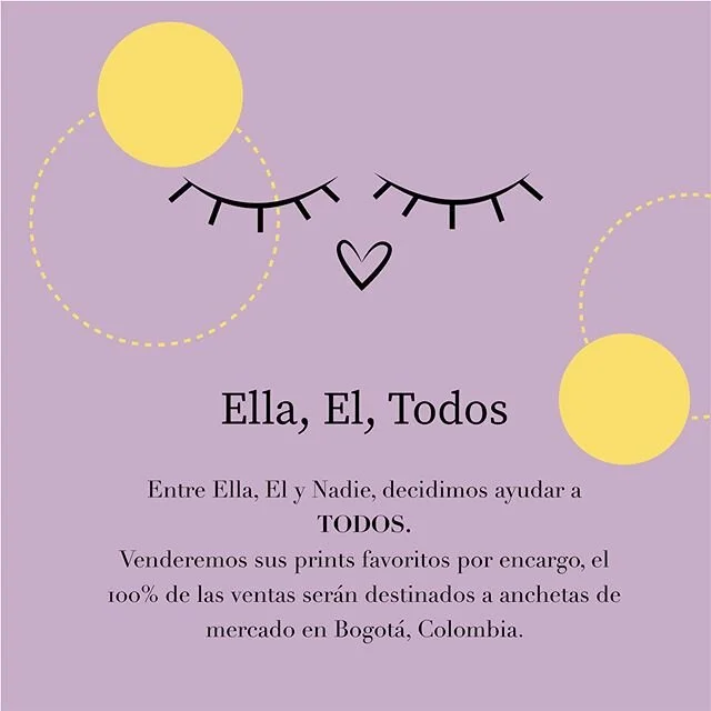 Hermosa gente! Como saben tengo este proyecto y quiero aportar desde lo que amo hacer. Estoy vendiendo todos mis prints en tama&ntilde;o 20x20 por un precio de 20mil pesitos cada uno. El 100% del dinero va a ir destinado a anchetas de mercado a famil