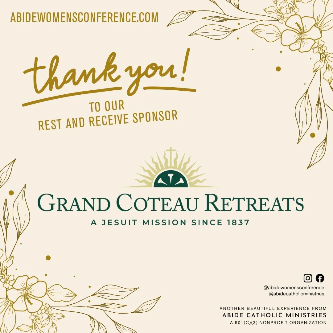 ✨ Named Sponsor Spotlight ✨

We want to express our gratitude for the Rest and Receive Sponsor 🕊️ &mdash; because every woman deserves a warm welcome and a space to rest her heart at Abide 2026.

We&rsquo;re so grateful to Grand Coteau Retreats for 