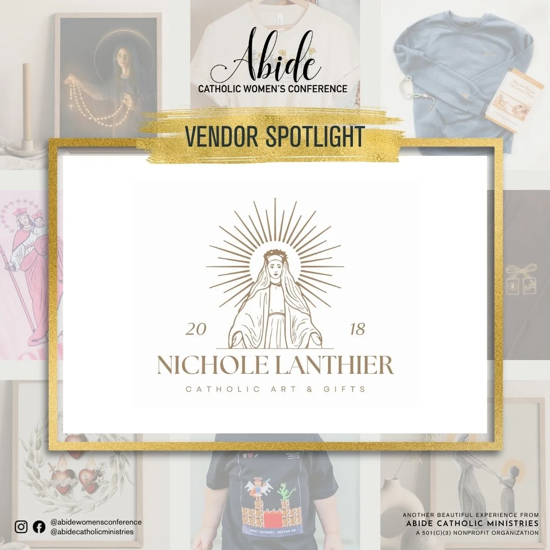 ✨ VENDOR SPOTLIGHT: We&rsquo;re excited to welcome @nicholelanthier  to Abide 2026!

A little about Nichole:
Nichole Lanthier is a Catholic wife, mother of five, and artist based in Lake Charles, Louisiana. Her original artwork and designs are create