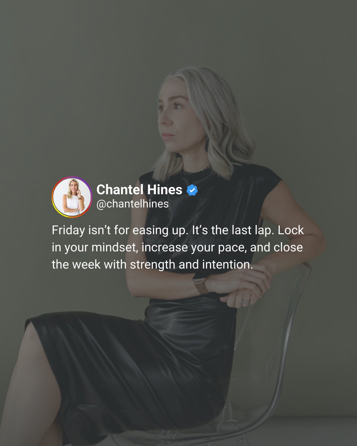 You don&rsquo;t build momentum by easing up at the end.
You build it by finishing with intention.
Close the week like the person you&rsquo;re becoming.