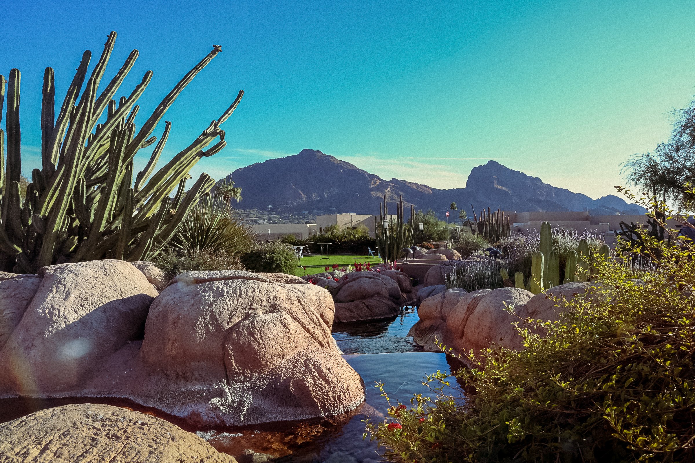 Scottsdale AZ skyline with golf and camelback