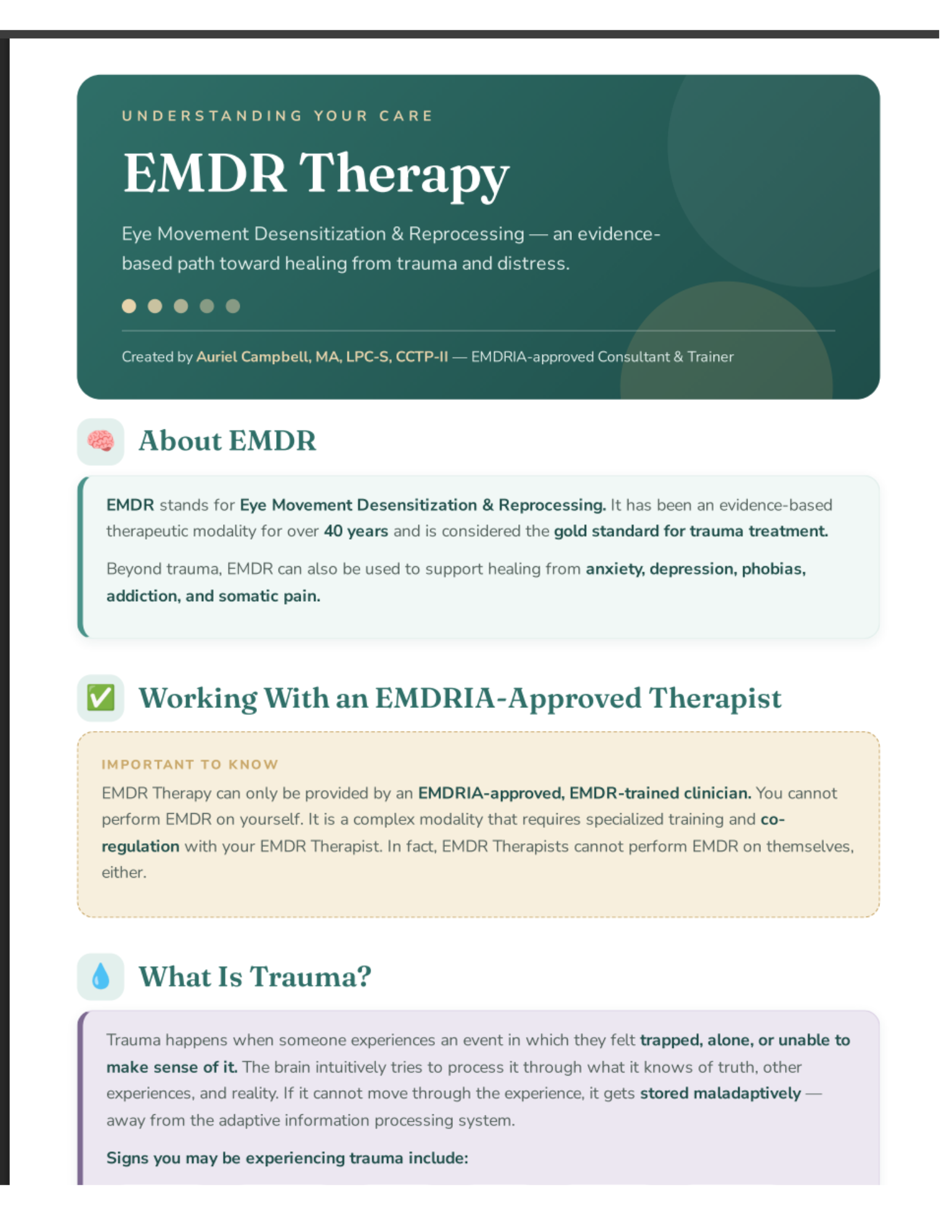 EMDR Therapy Explanation