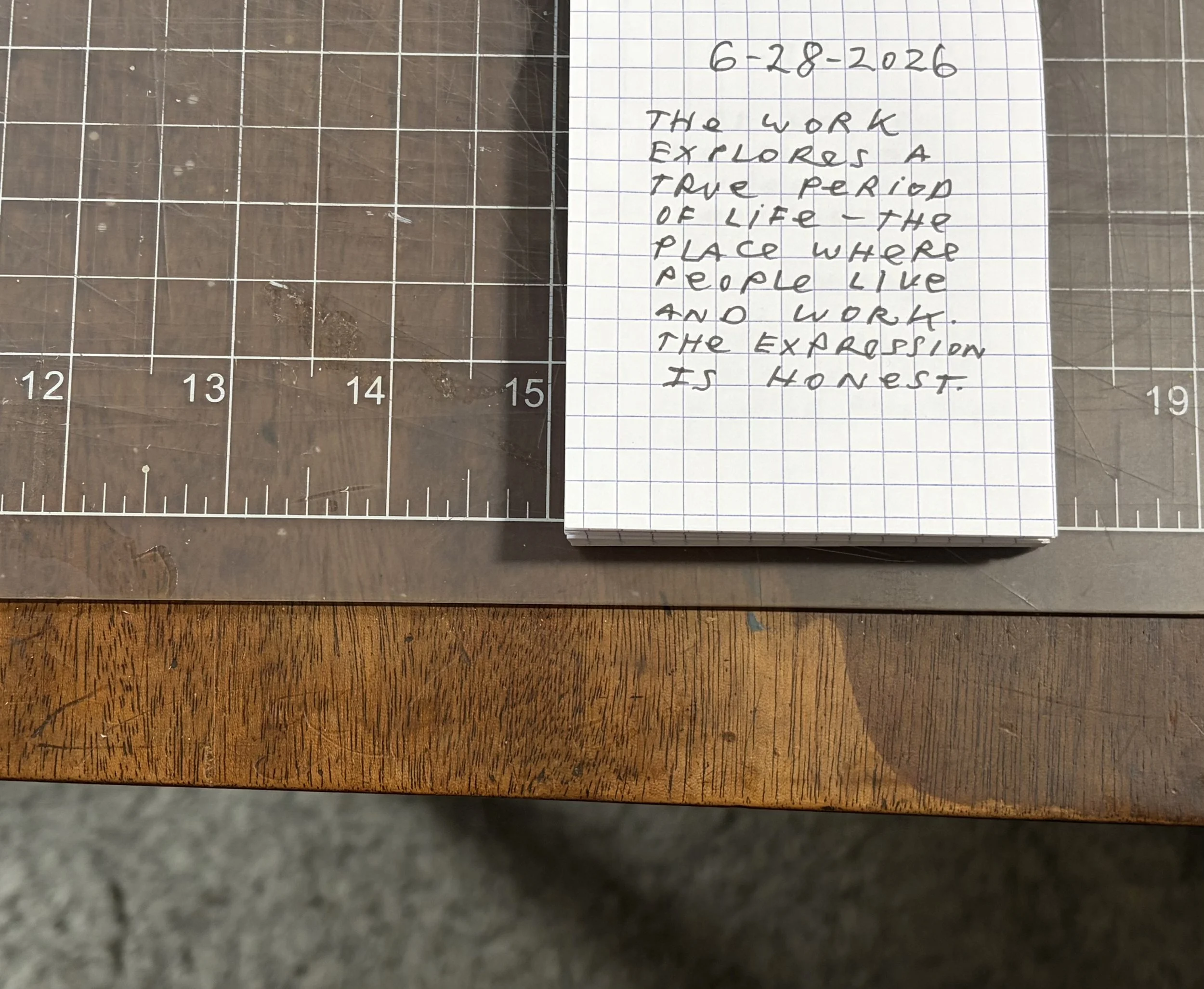 A pad with handwritten notes of Drew Burgess