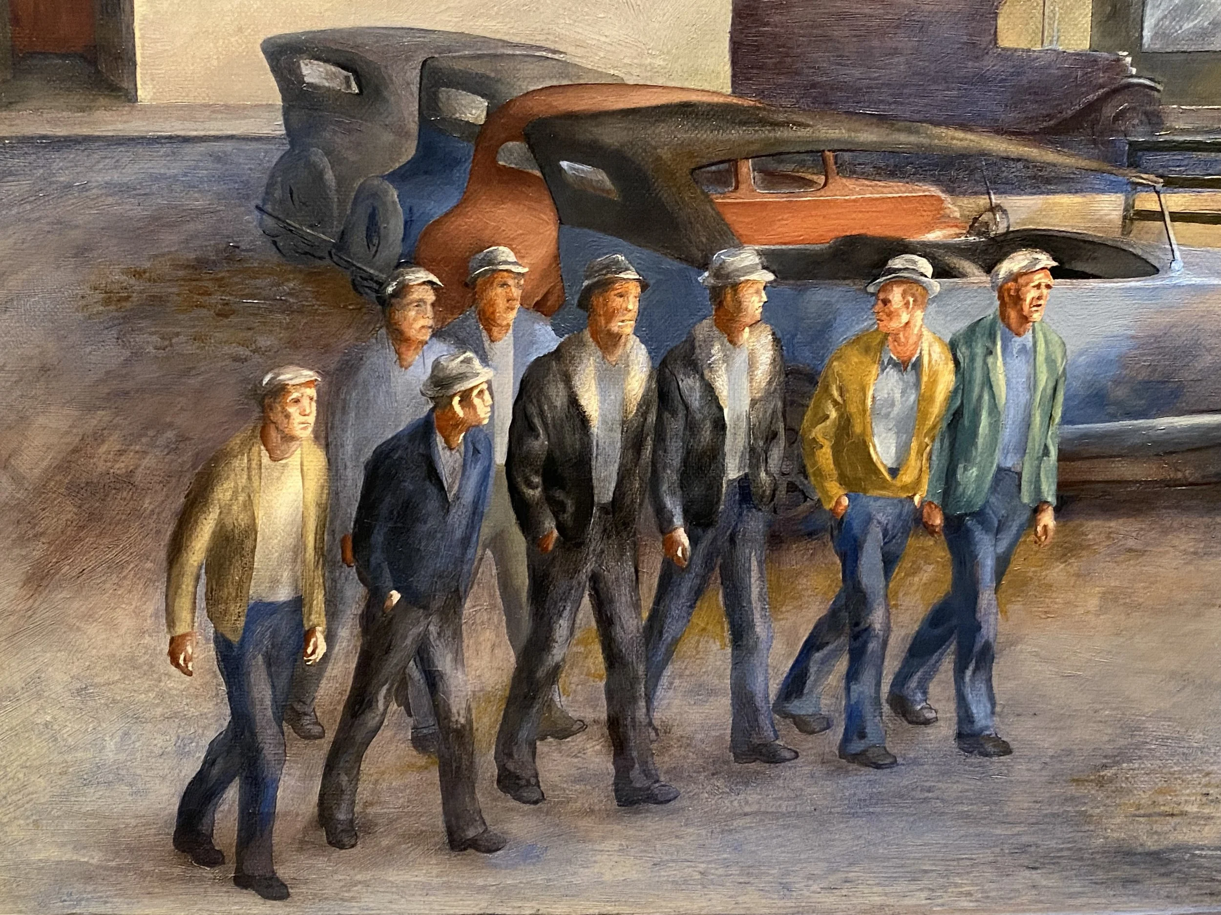 John Langley Howard, Embarcadero and Clay Street, 1935, oil on canvas, M.H. de Young Museum, San Francisco—detail