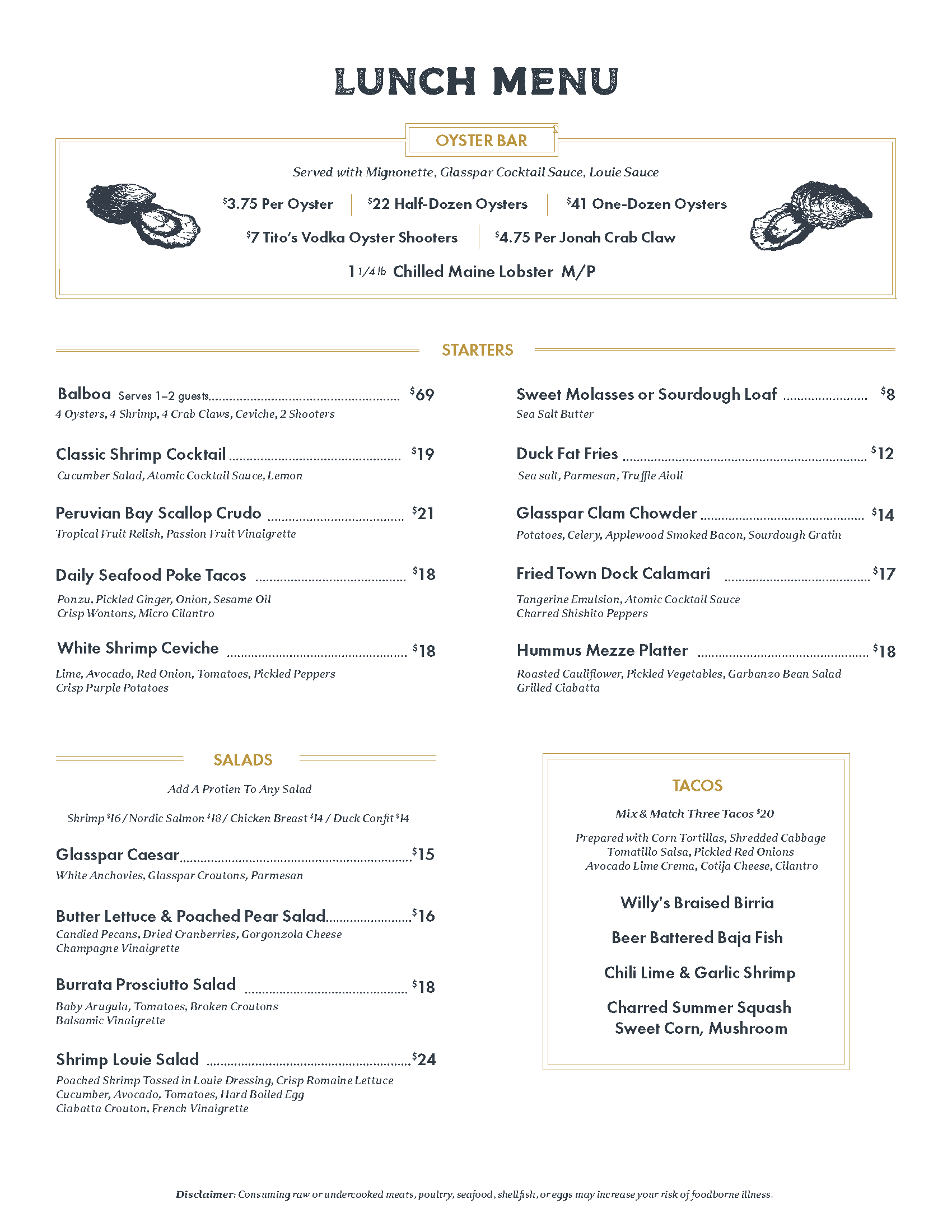 Lunch Menu page 1