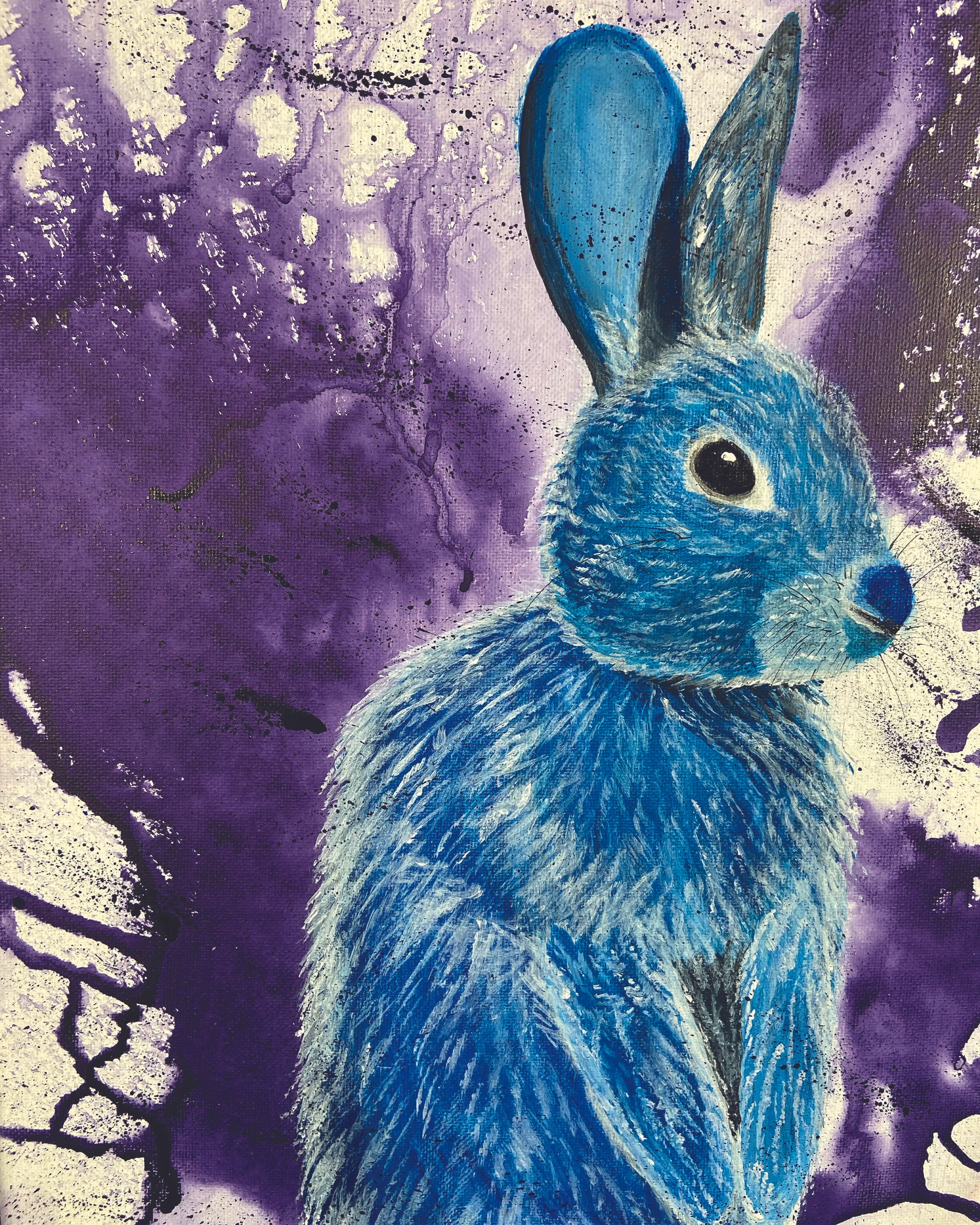 Blue Rabbit 11"x14" Original 