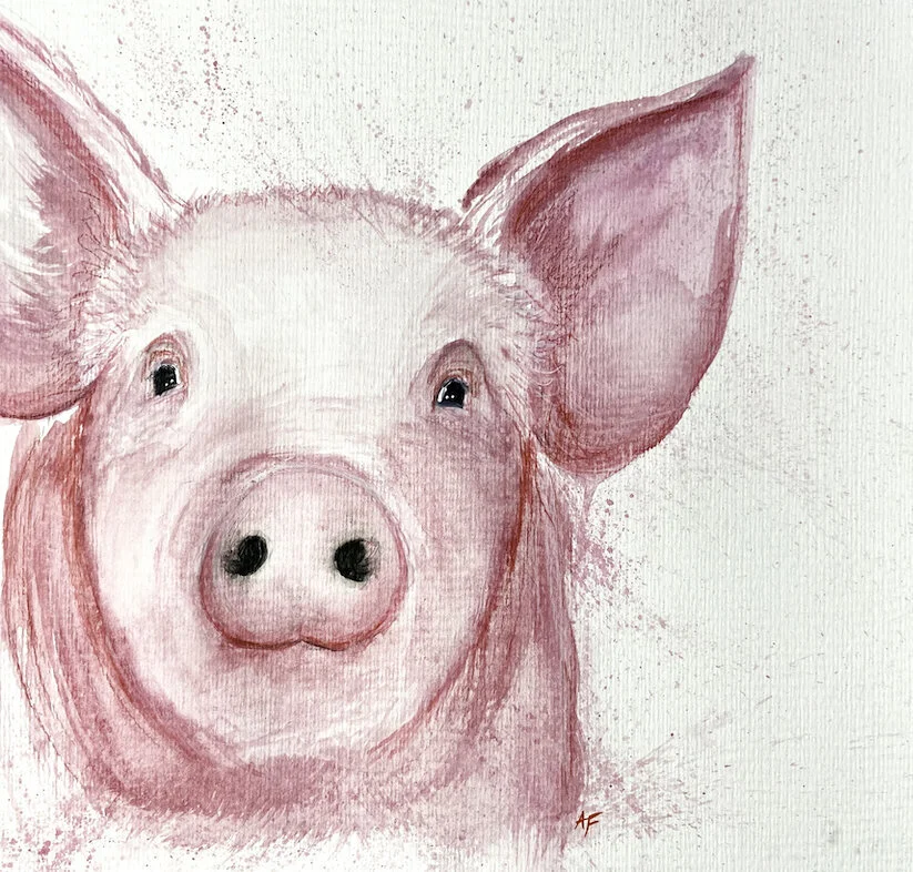 Pig Painting Printed or Canvas Acrylics Austin Fabinski Michigan.jpg